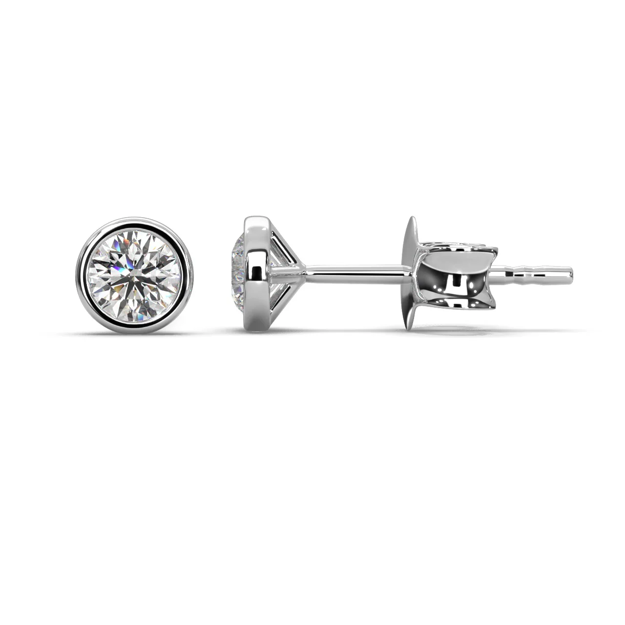 Round Lab Diamond Bezel Set Stud Earrings - 1.00Ct - 2.00Ct - Image 4