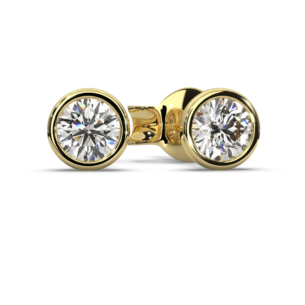 Round Lab Diamond Bezel Set Stud Earrings - 1.00Ct - 2.00Ct - Image 6