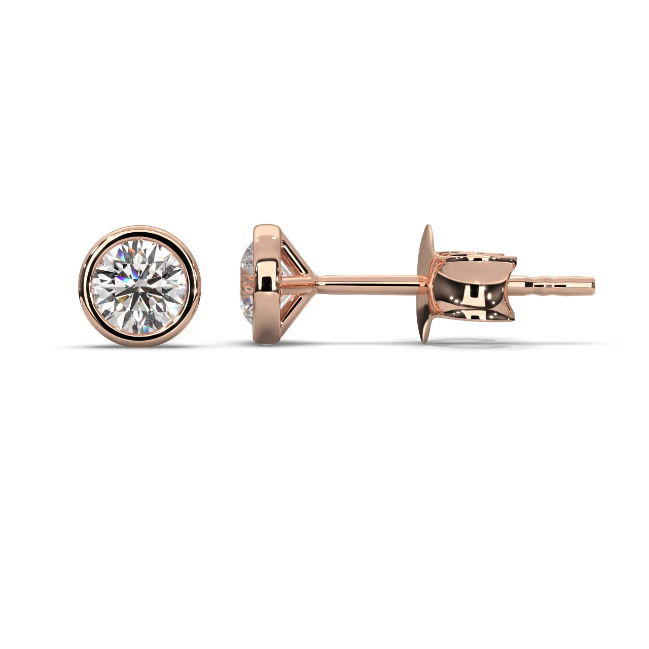 Round Lab Diamond Bezel Set Stud Earrings - 1.00Ct - 2.00Ct - Image 8