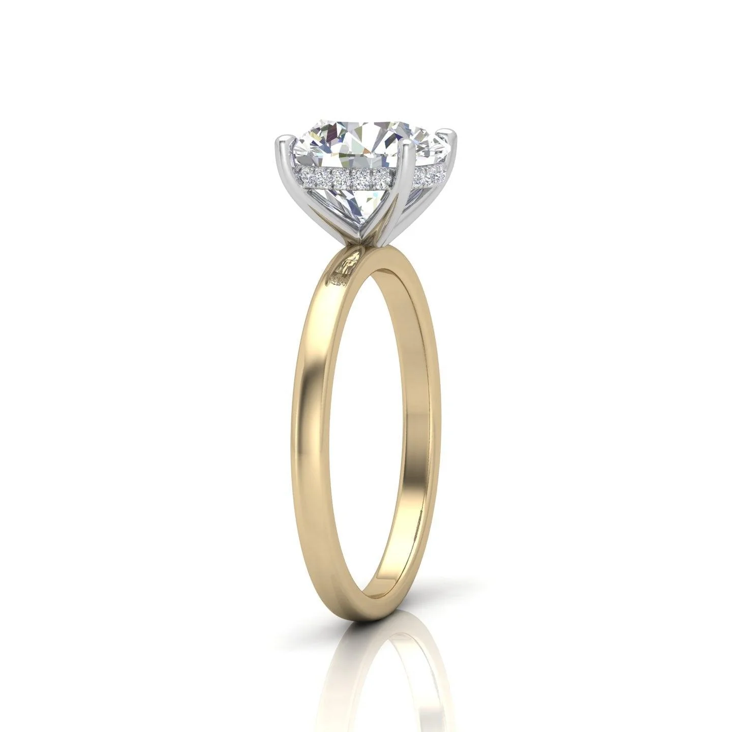 Classic Solitaire Hidden Halo Engagement Ring - Image 2