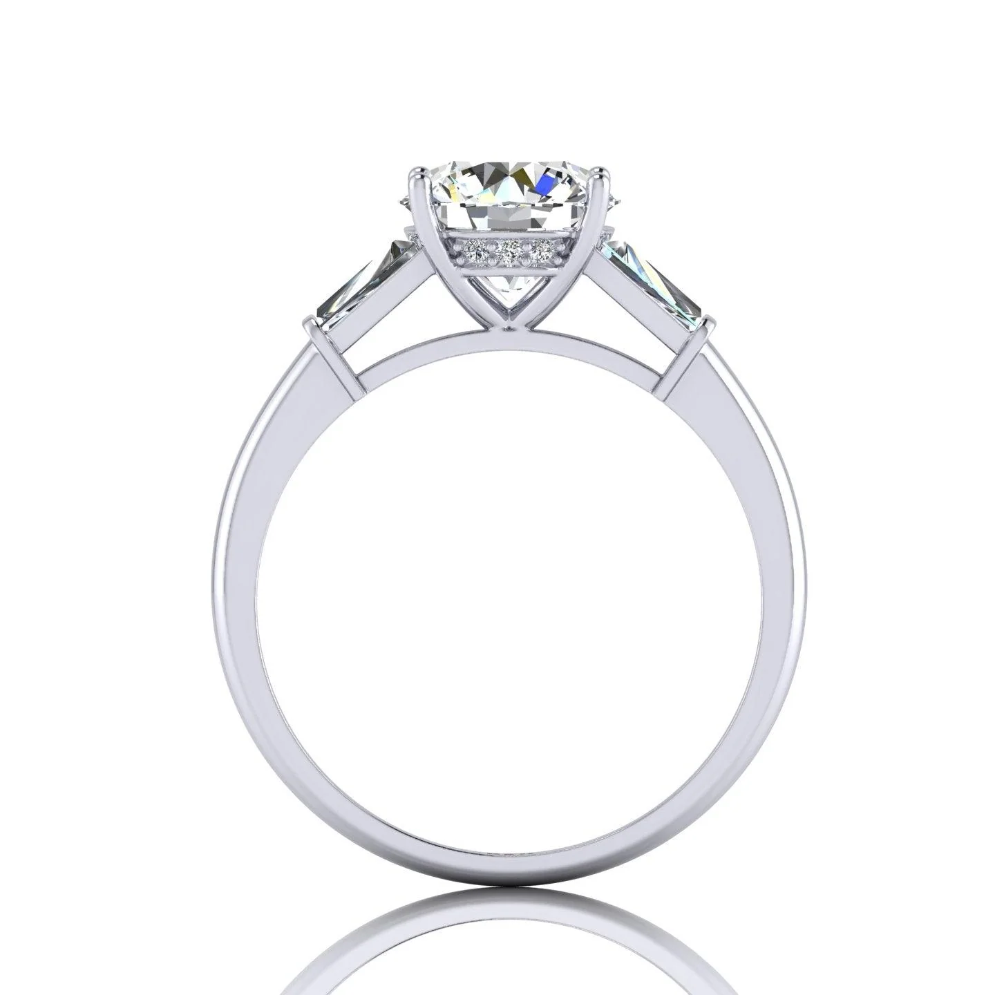 Round & Tapper Diamond Trilogy Engagement Ring in Platinum 1.00Ct-3.00Ct - Image 2