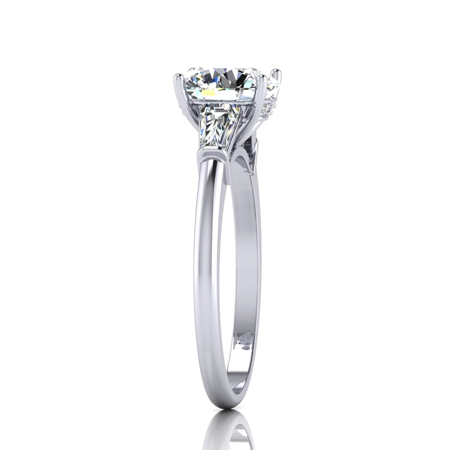 Round & Tapper Diamond Trilogy Engagement Ring in Platinum 1.00Ct-3.00Ct - Image 3