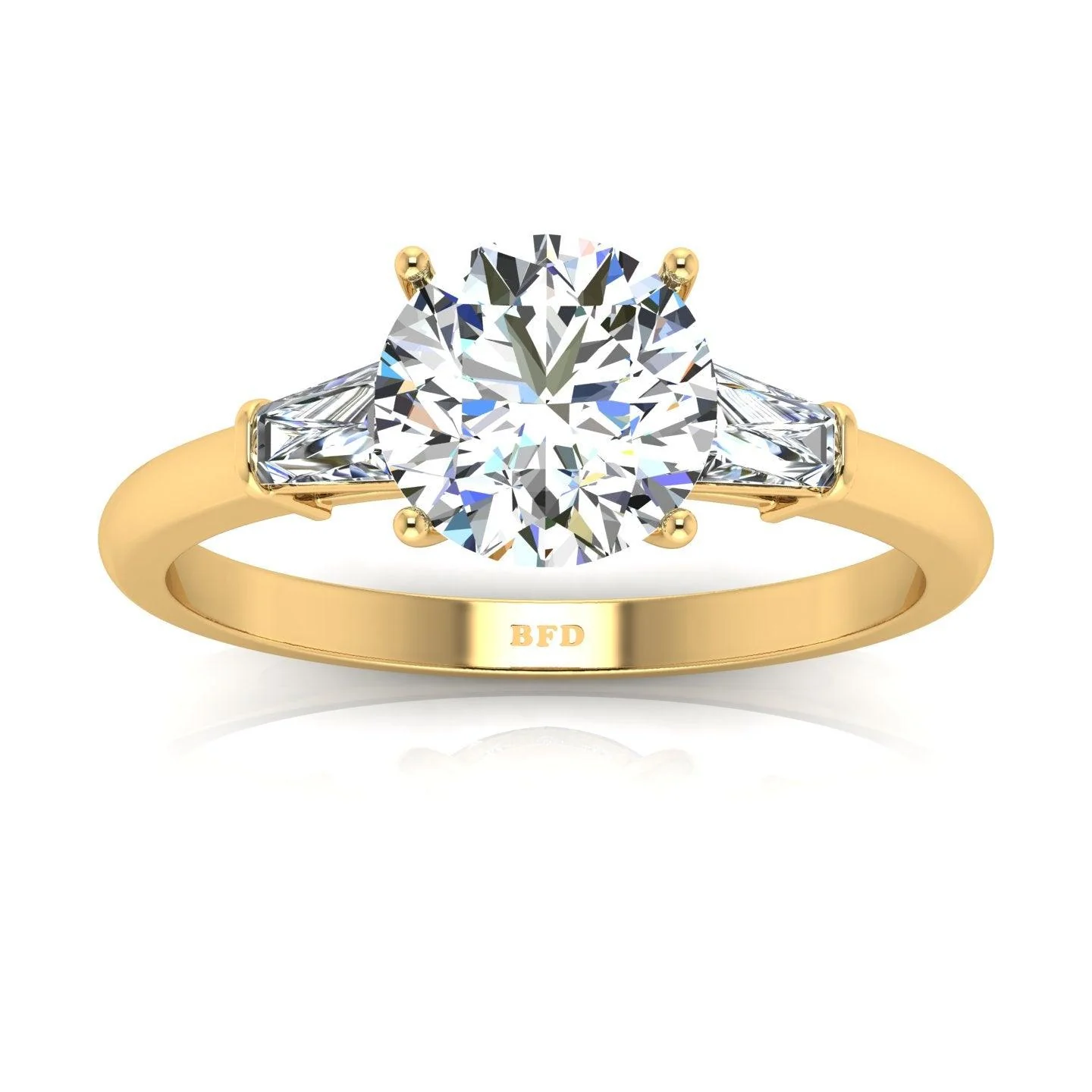 Round & Tapper Diamond Trilogy Engagement Ring in Platinum 1.00Ct-3.00Ct - Image 7