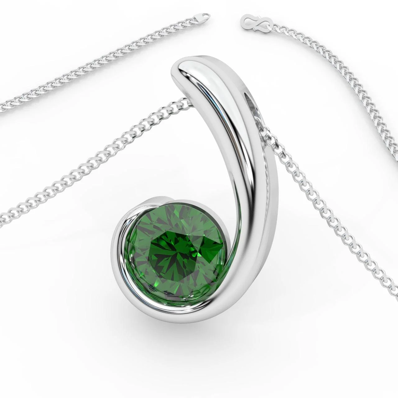 Ruby , Sapphire , Emerald, Aquamarine Bezel Set Solitaire Pendant - Image 3