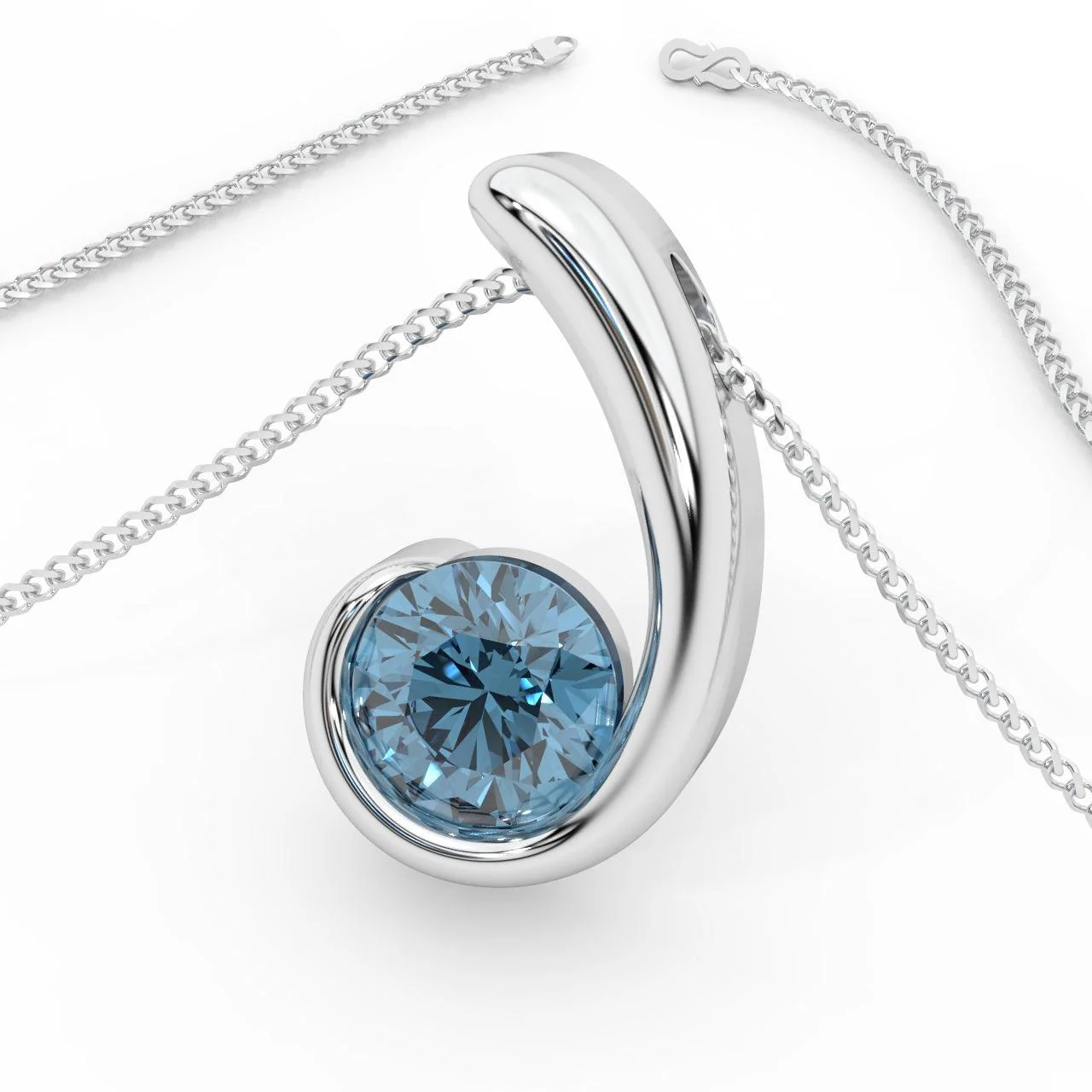 Ruby , Sapphire , Emerald, Aquamarine Bezel Set Solitaire Pendant - Image 4