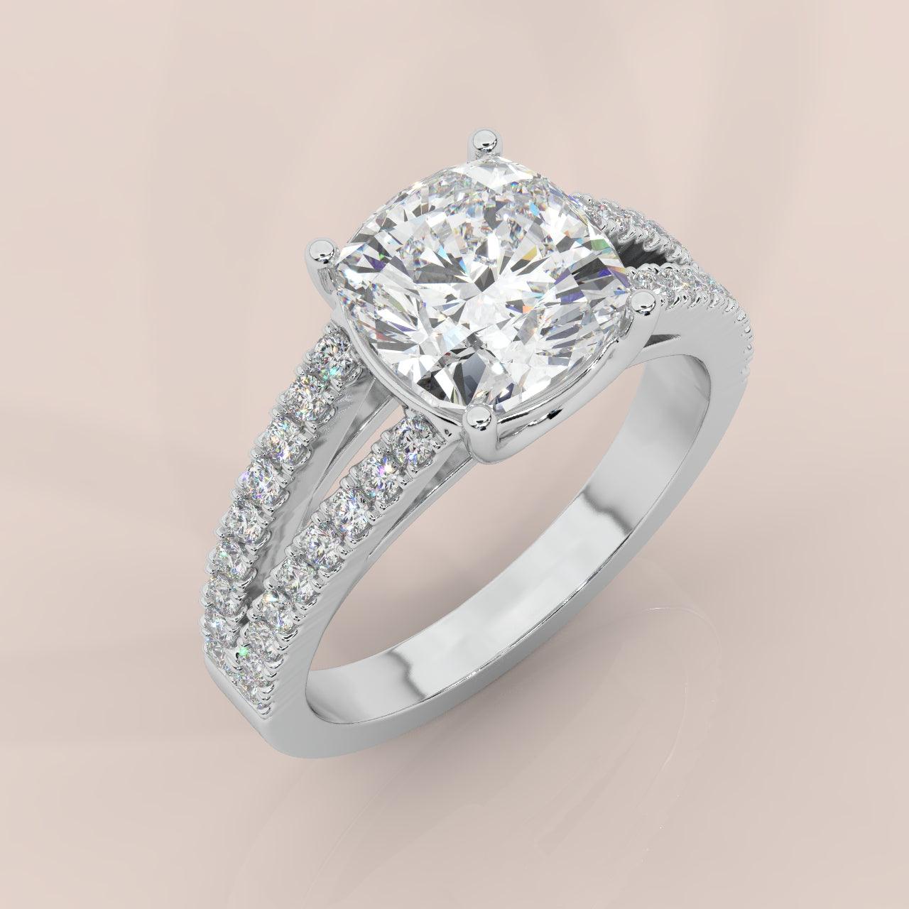 Sale ! 4.50Ct E/VS Cushion Diamond Split Shank Engagement Ring Platinum - Image 3
