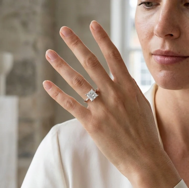 SALE – IGI Certified F/VS 3.00CT–5.00CT Princess Diamond Solitaire Engagement Ring - Image 2