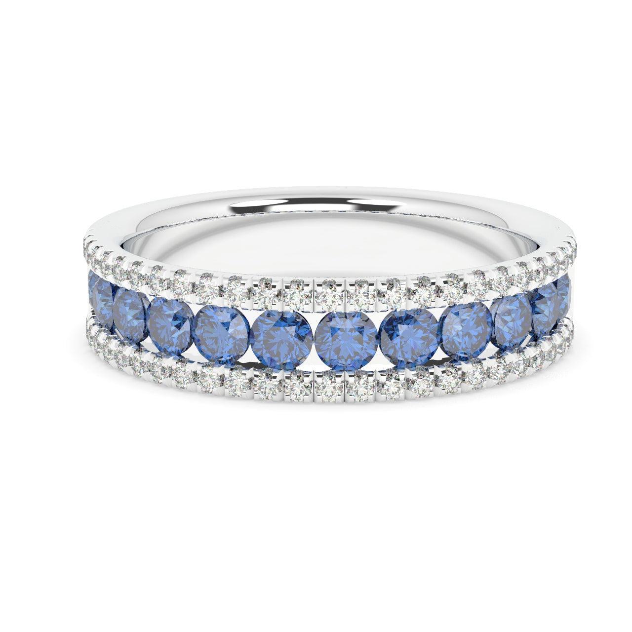 Sapphire and Diamond Designer Half Eternity Ring 1.50Ct - Image 3