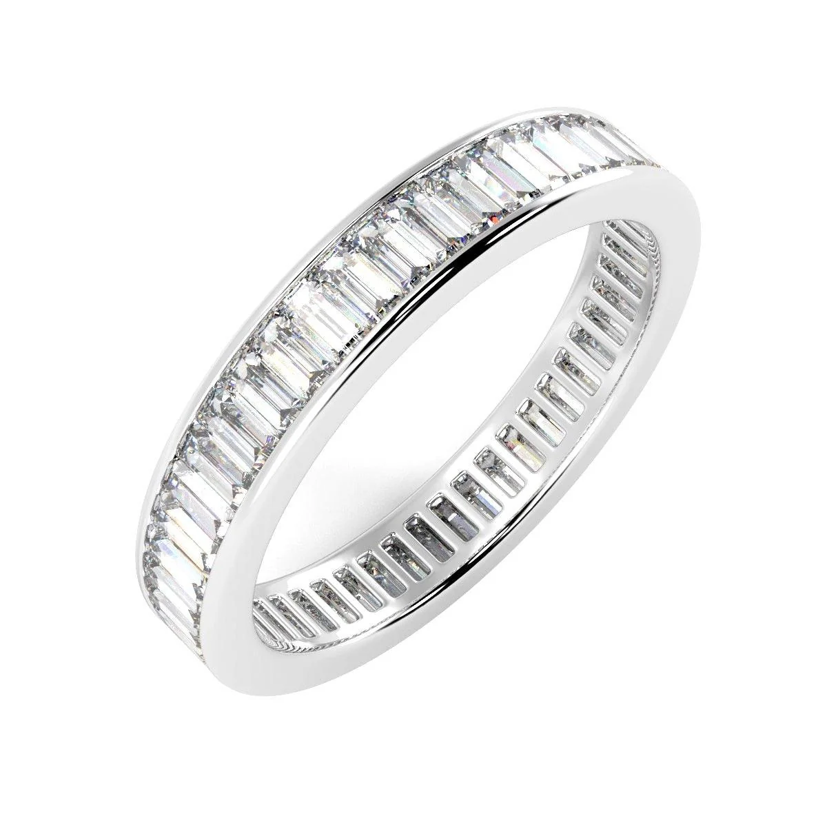 Special Deal..! 1.00 Ct D/VS Baguette Diamond Full Eternity Ring in Hallmarked 18k Gold