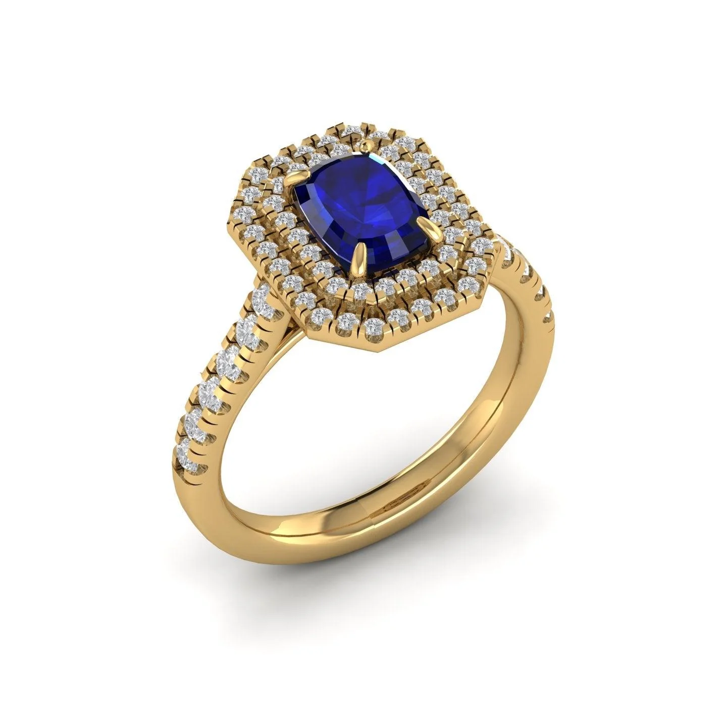 Special Deal..! 2.50Ct Tanzanite Long Cushion & Diamond Double Halo Engagement Ring - Image 7