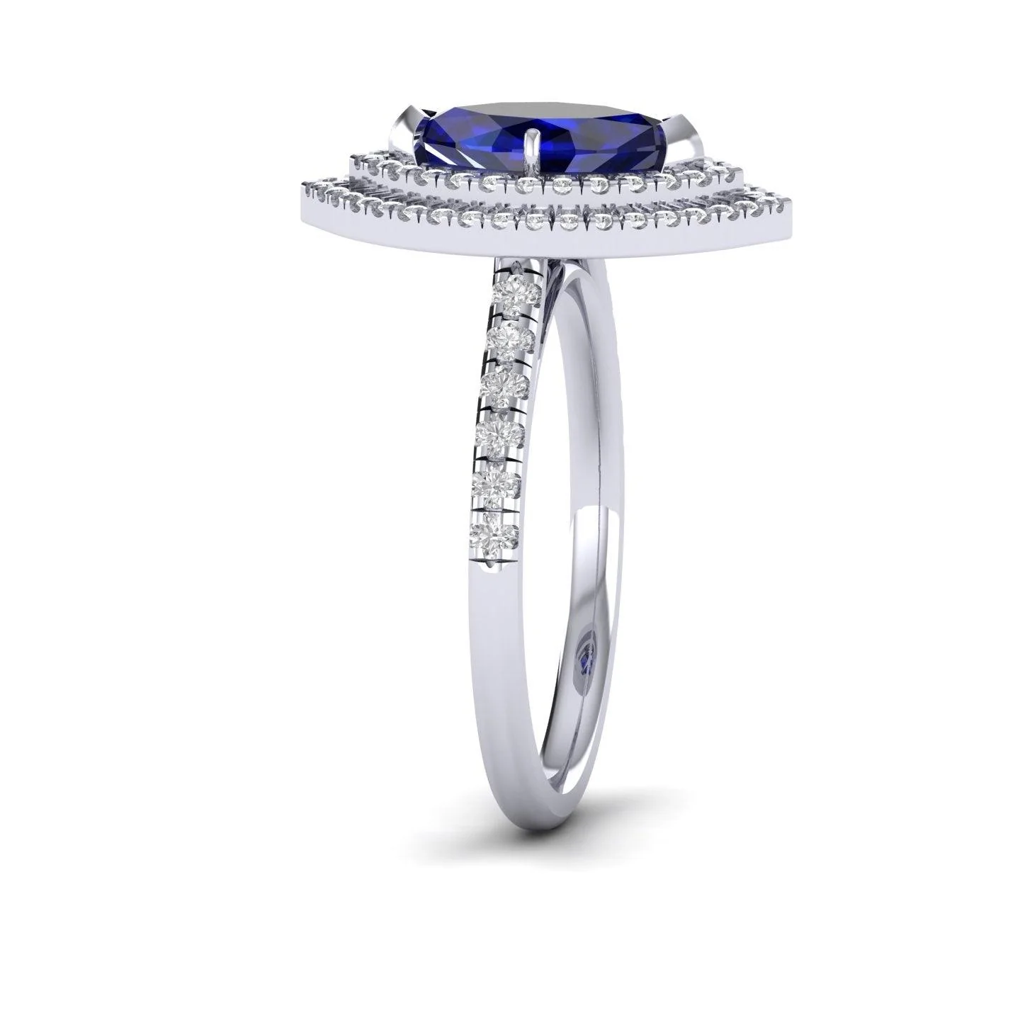 Special Offer ! 1.75Ct Tanzanite & Diamond Double Halo Engagement Ring In Heavy Platinum / 18k White Gold - Image 4