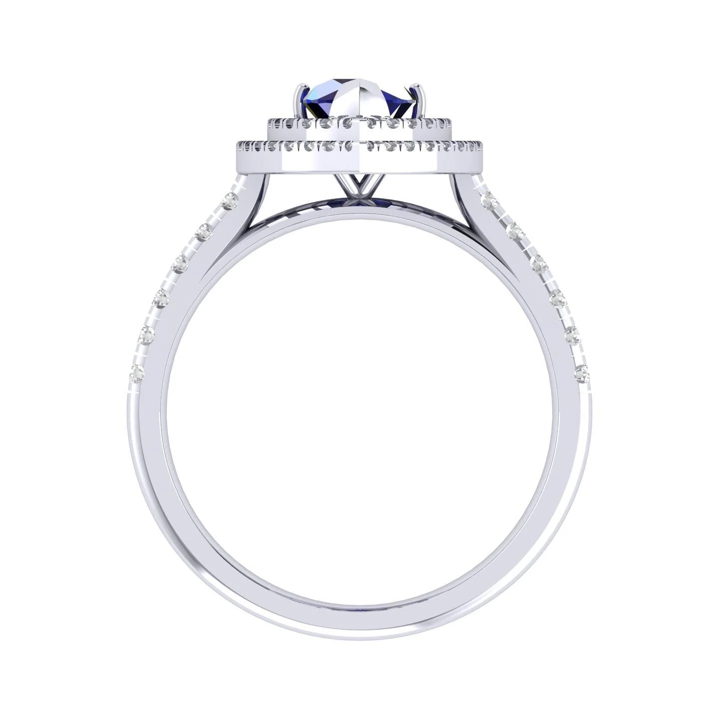 Special Offer ! 1.75Ct Tanzanite & Diamond Double Halo Engagement Ring In Heavy Platinum / 18k White Gold - Image 5
