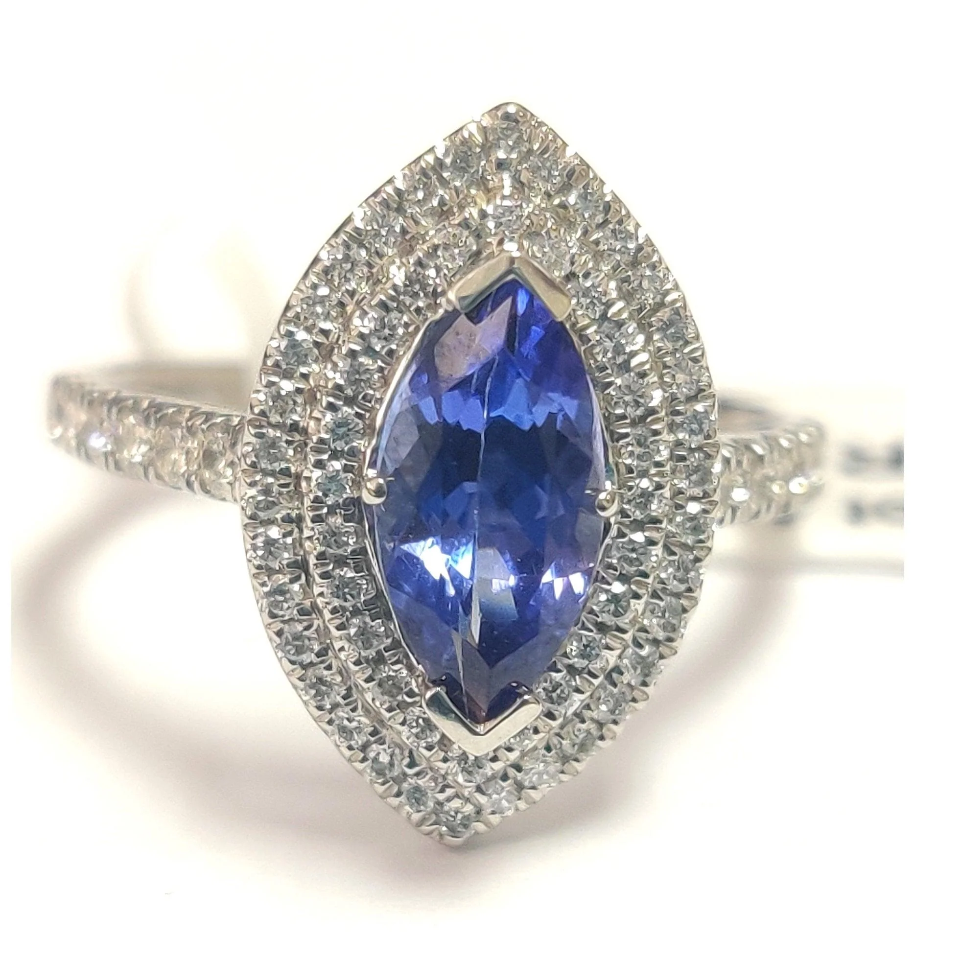 Special Offer ! 1.75Ct Tanzanite & Diamond Double Halo Engagement Ring In Heavy Platinum / 18k White Gold - Image 6