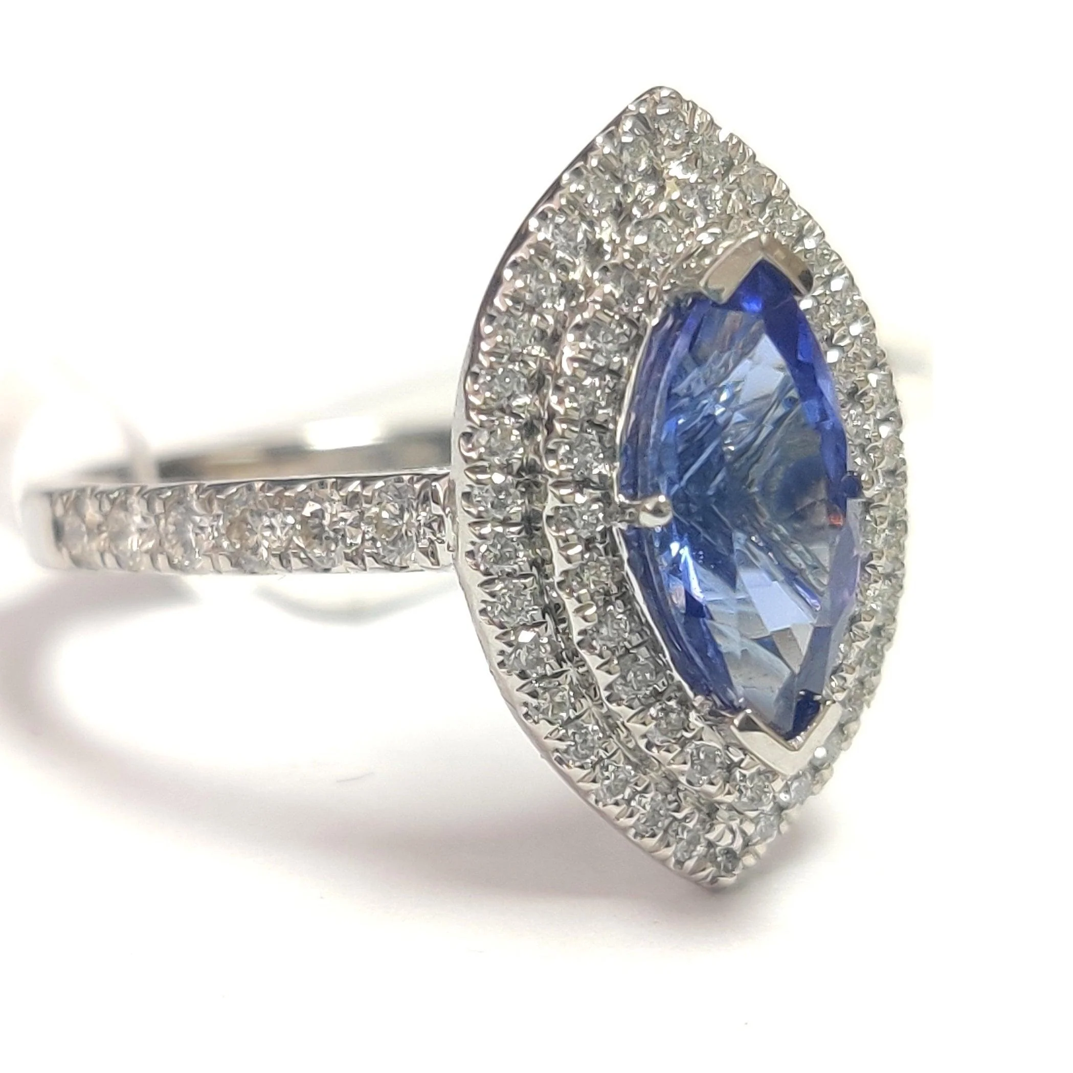 Special Offer ! 1.75Ct Tanzanite & Diamond Double Halo Engagement Ring In Heavy Platinum / 18k White Gold - Image 7