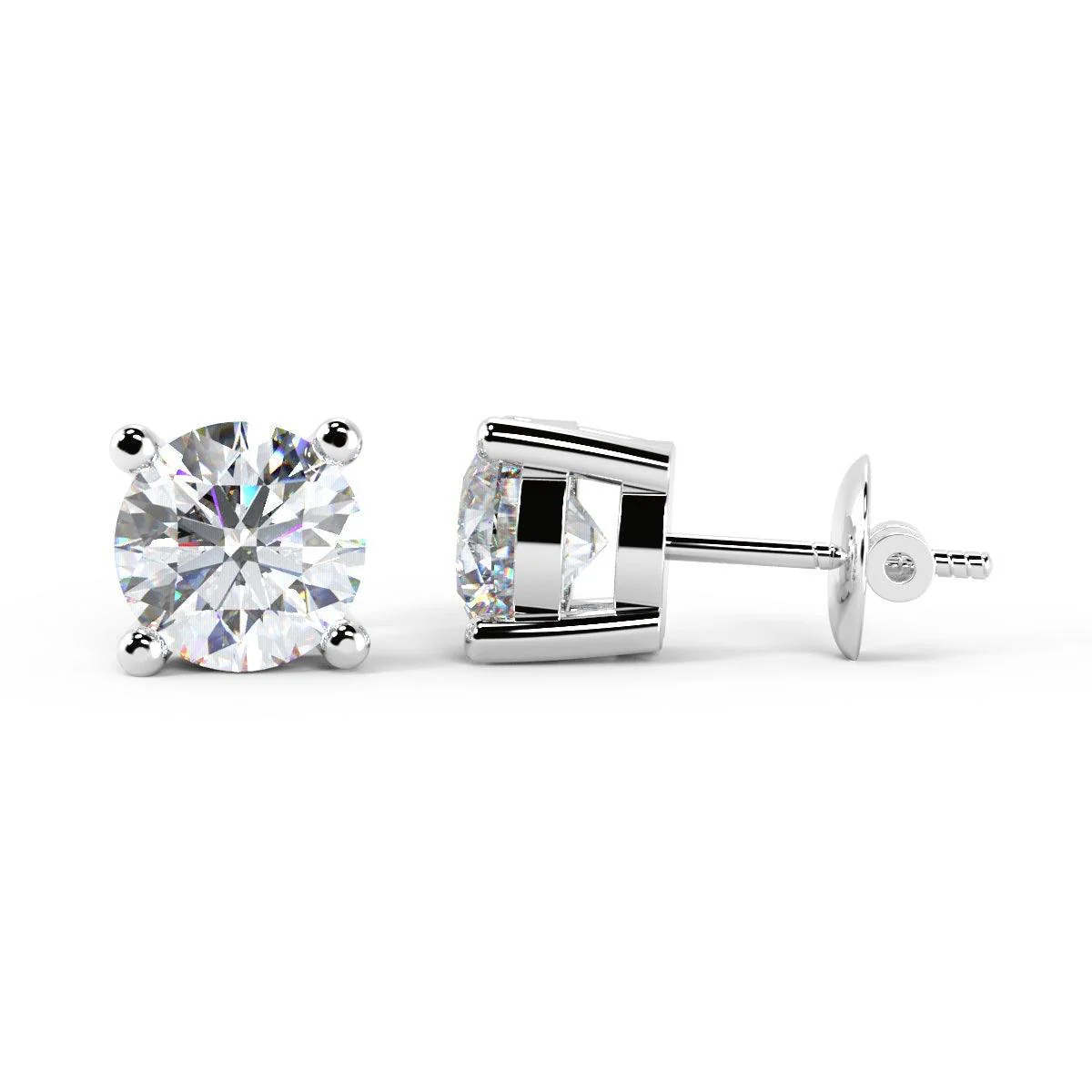 100% Natural 2.00Ct Round Diamond Stud Earrings in Platinum - Image 2
