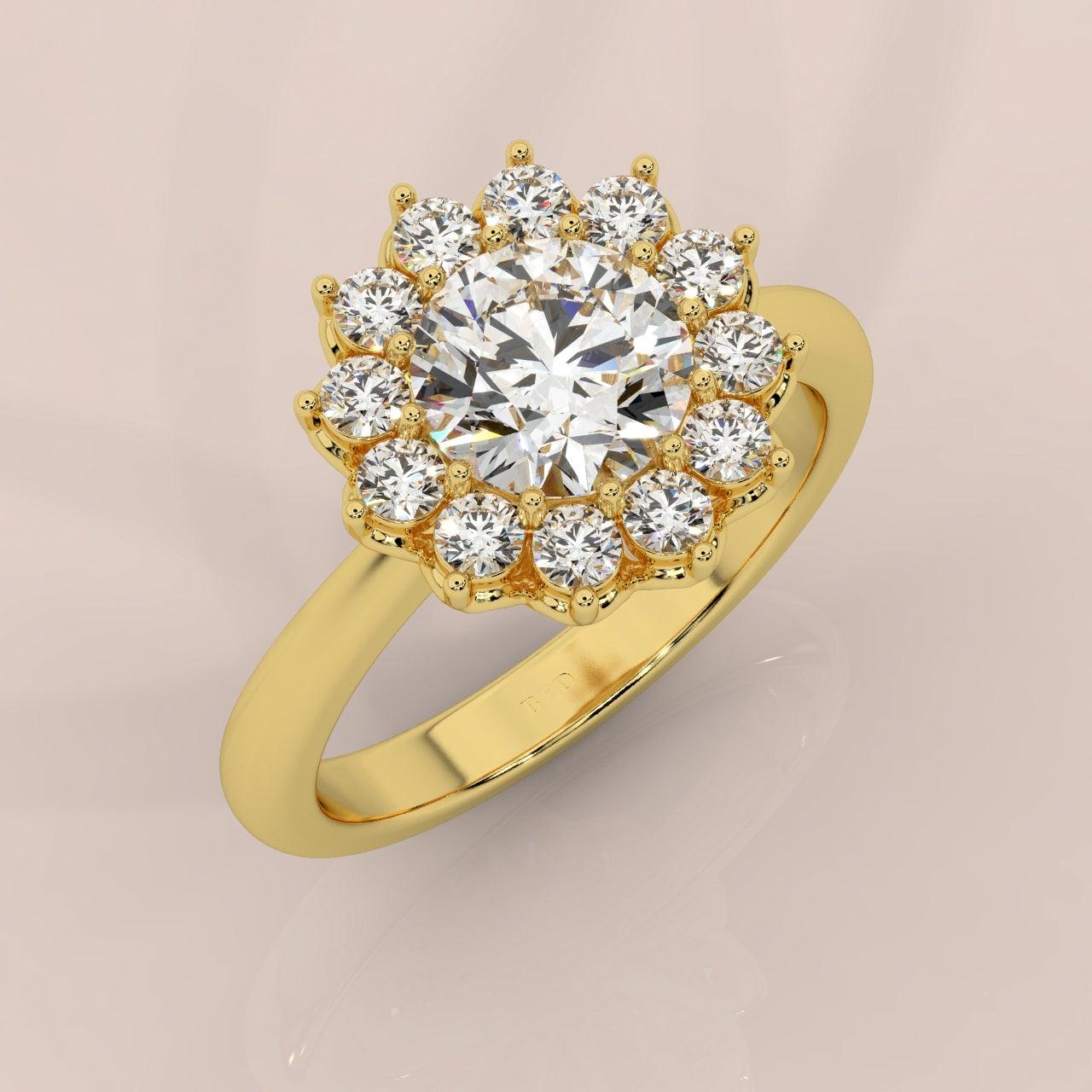 Special Offer ! VVS Quality 3.00Carat Round Diamond Cluster Engagement Ring in 18k Yellow Gold - Image 4