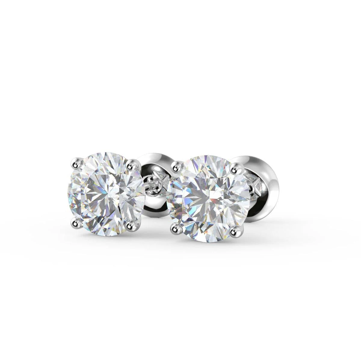 Special Deal ! D/VVS Round Diamond Stud Earrings in Platinum / Gold - 1.00Ct - Image 3