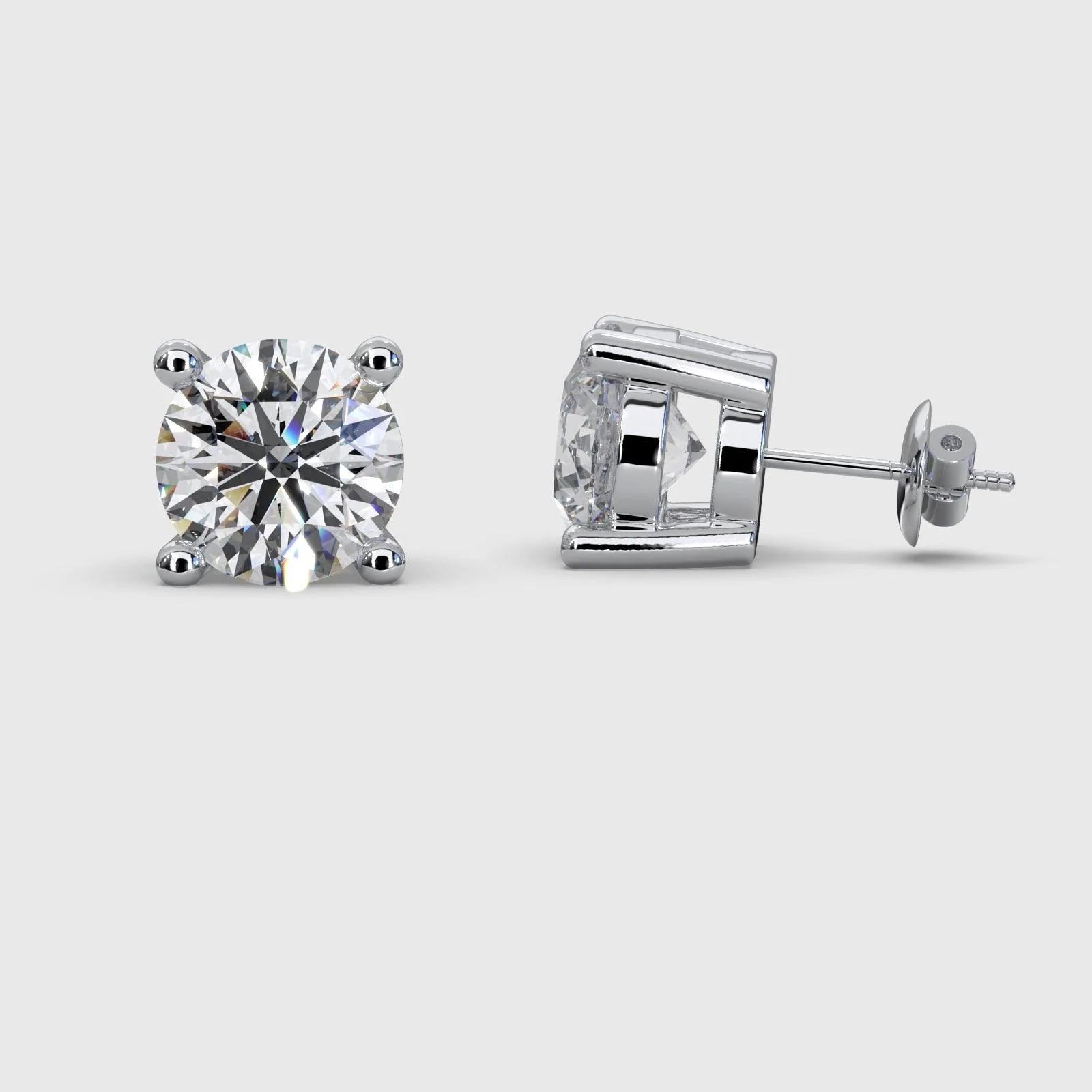 5.00ct Round Lab Diamond Stud Earrings – Platinum, E-G/VS (IGI Certified) - Image 2