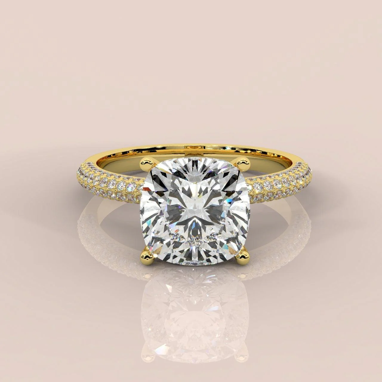 Special Offer ! VS Quality 3.50Carat Cushion Diamond Engagement Ring in 18k Yellow Gold - Image 3
