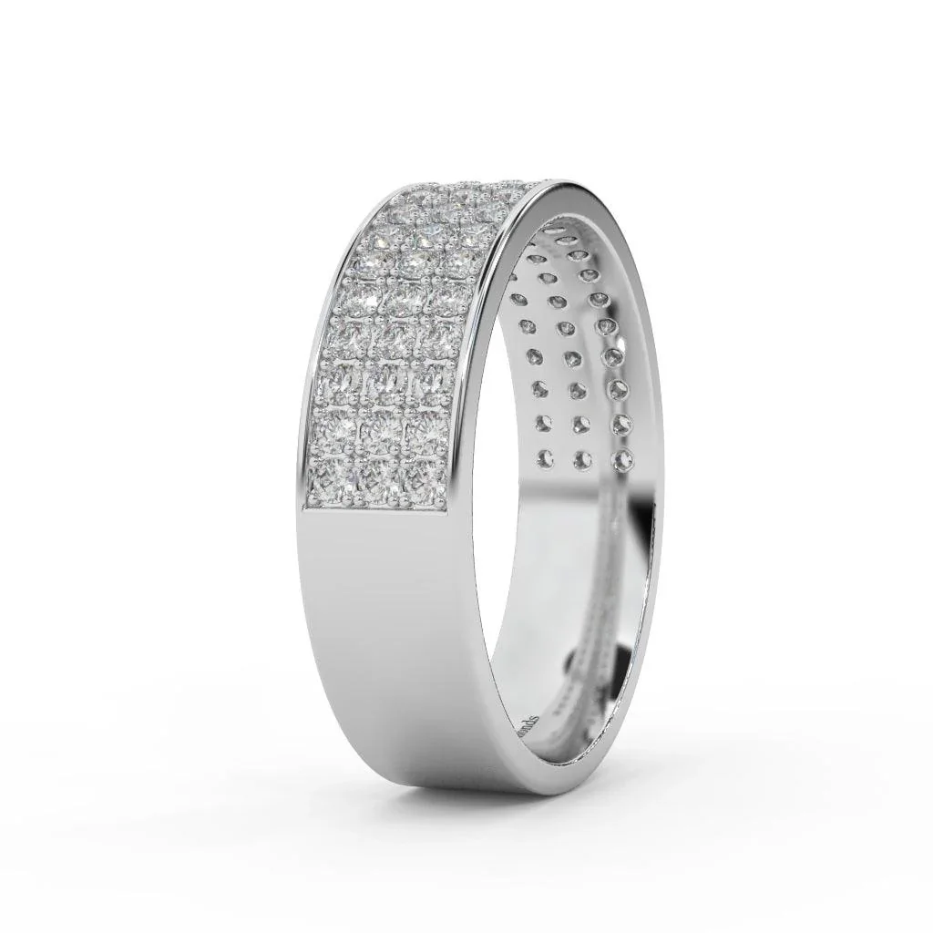 Three Row Pave Set Lab Round Diamond Wedding Band Women's Ring 2.00ct - Image 6