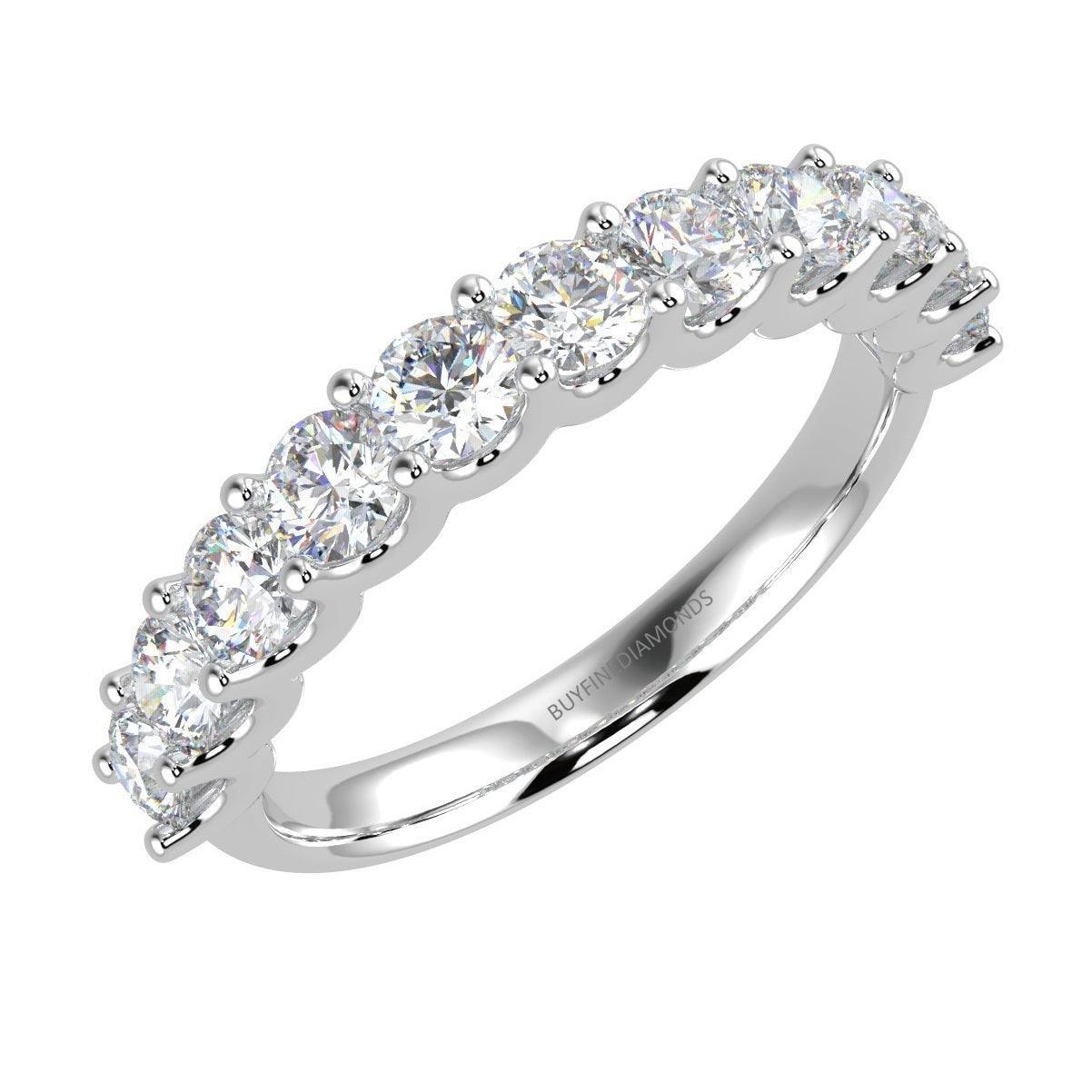 Top Most Quality F/VS Round Diamond U Prong Set Half Eternity Ring in Platinum