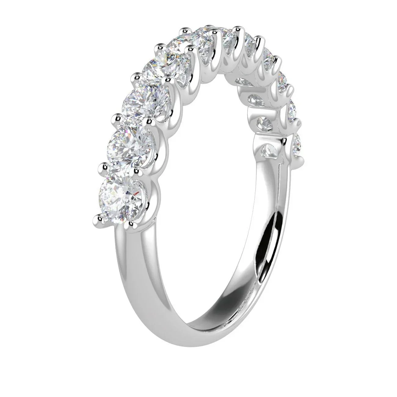 Top Most Quality F/VS Round Diamond U Prong Set Half Eternity Ring in Platinum - Image 3