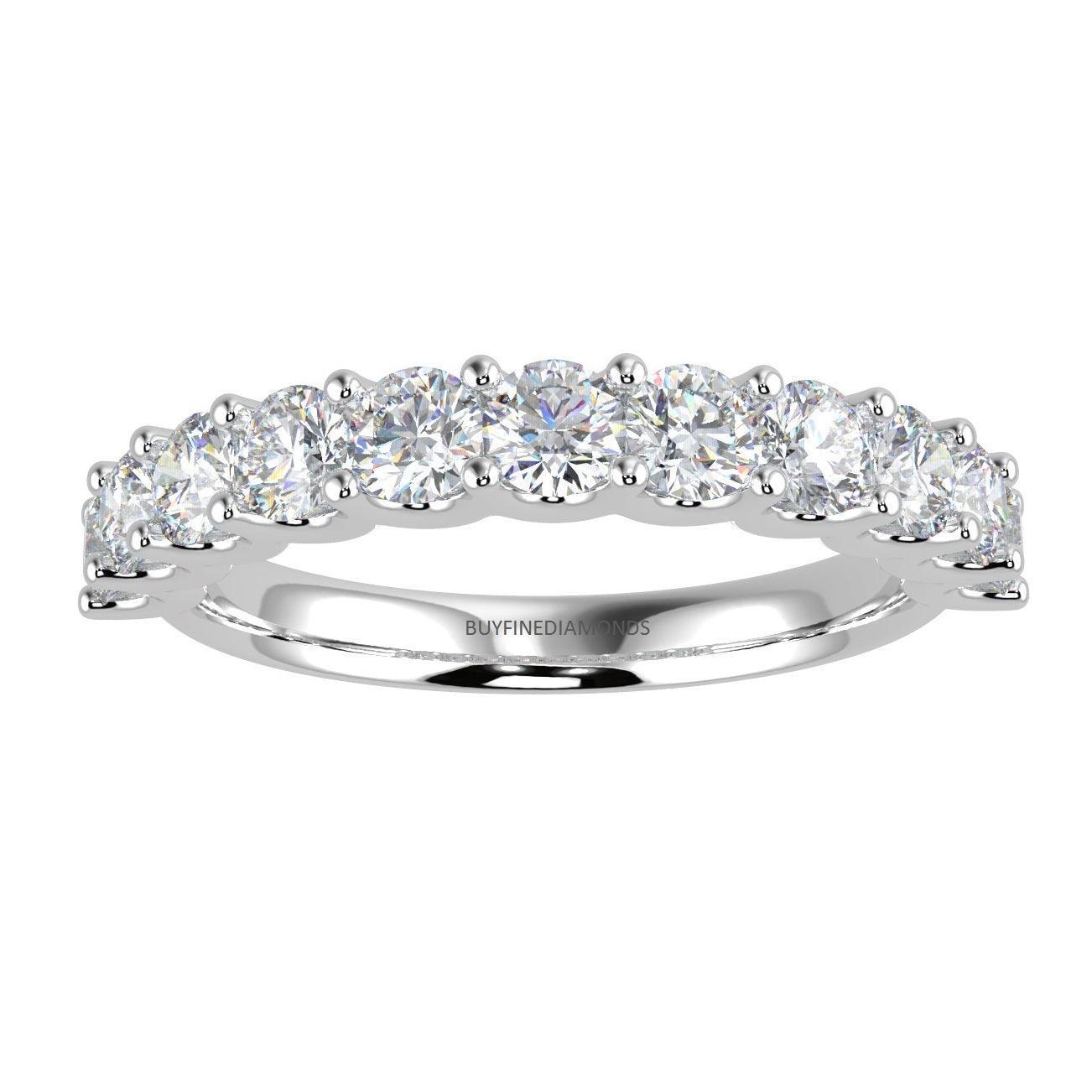 Top Most Quality F/VS Round Diamond U Prong Set Half Eternity Ring in Platinum - Image 4
