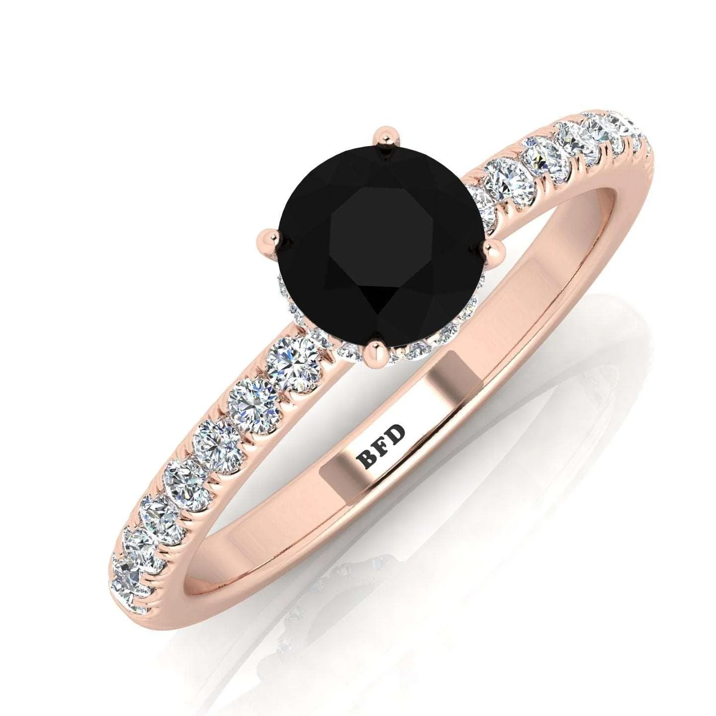 0.95 Carat Black Diamond Hidden Halo Engagement Ring Uk Hallmarked - Image 3