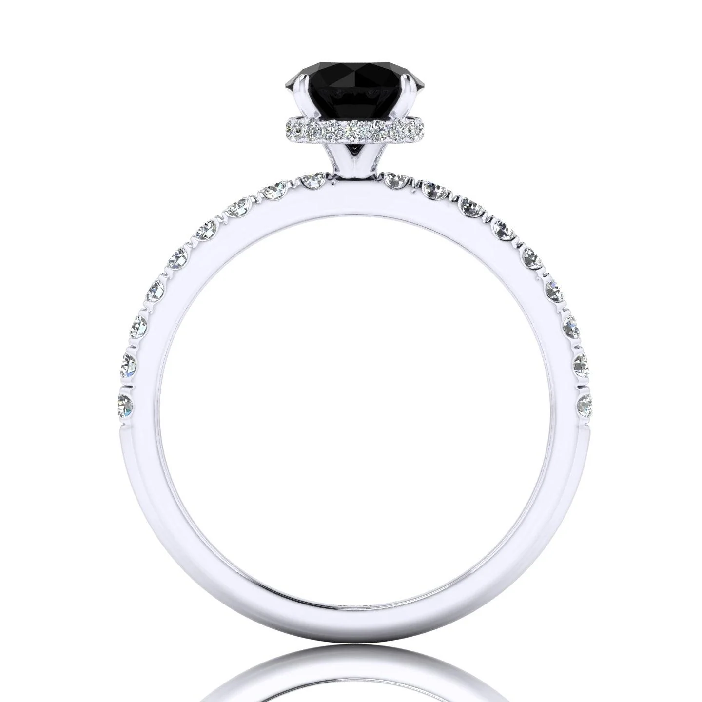 0.95 Carat Black Diamond Hidden Halo Engagement Ring Uk Hallmarked - Image 4
