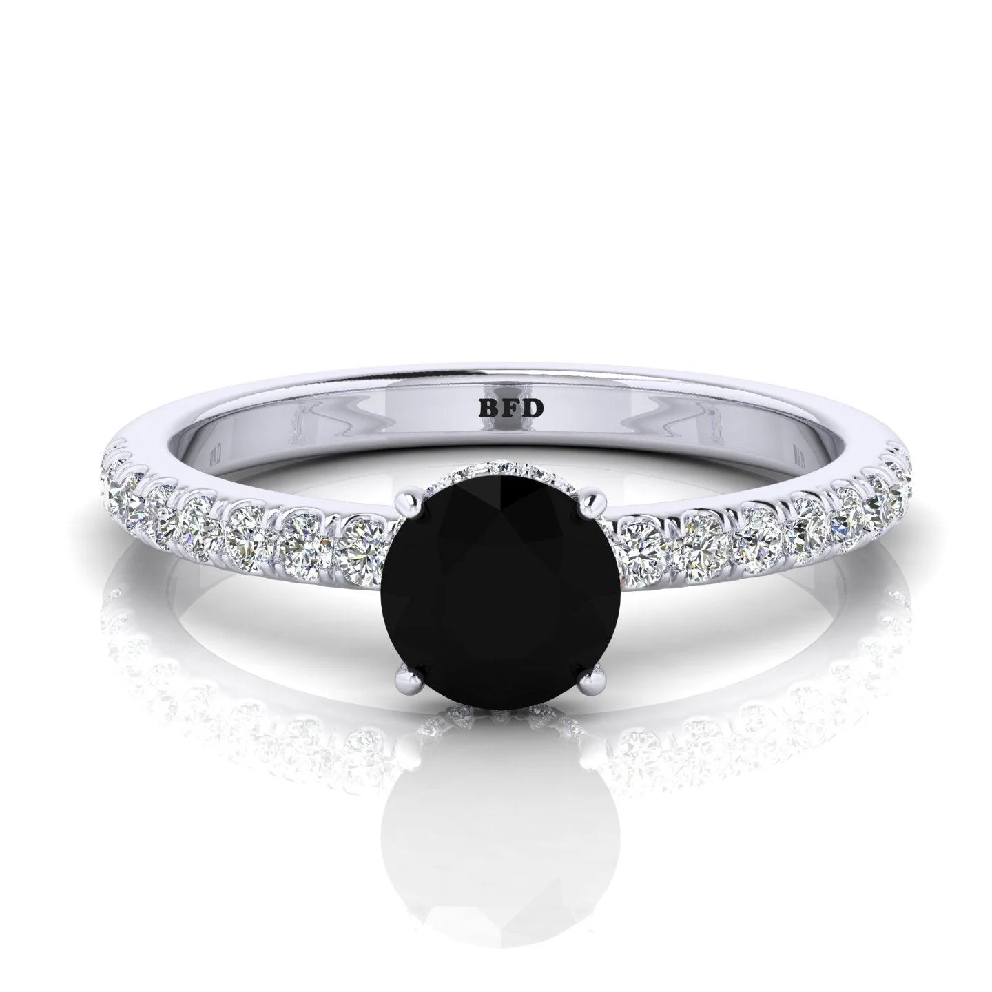 0.95 Carat Black Diamond Hidden Halo Engagement Ring Uk Hallmarked - Image 6