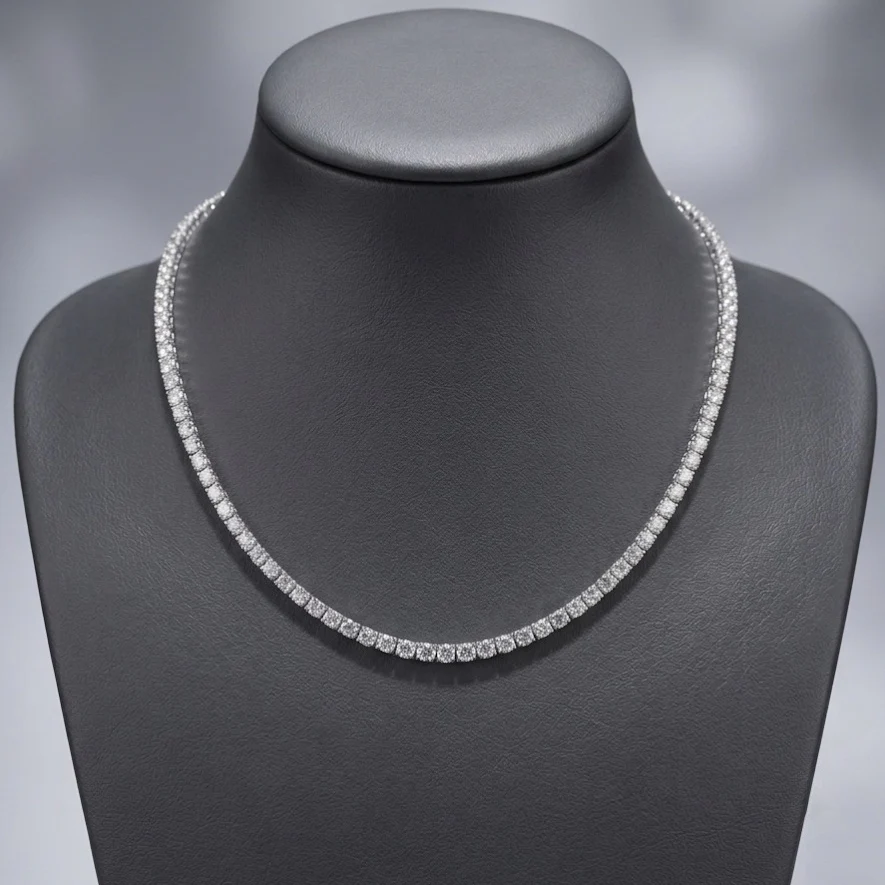 14.50ct D/VVS Lab Diamond Tennis Necklace in 9K White Gold