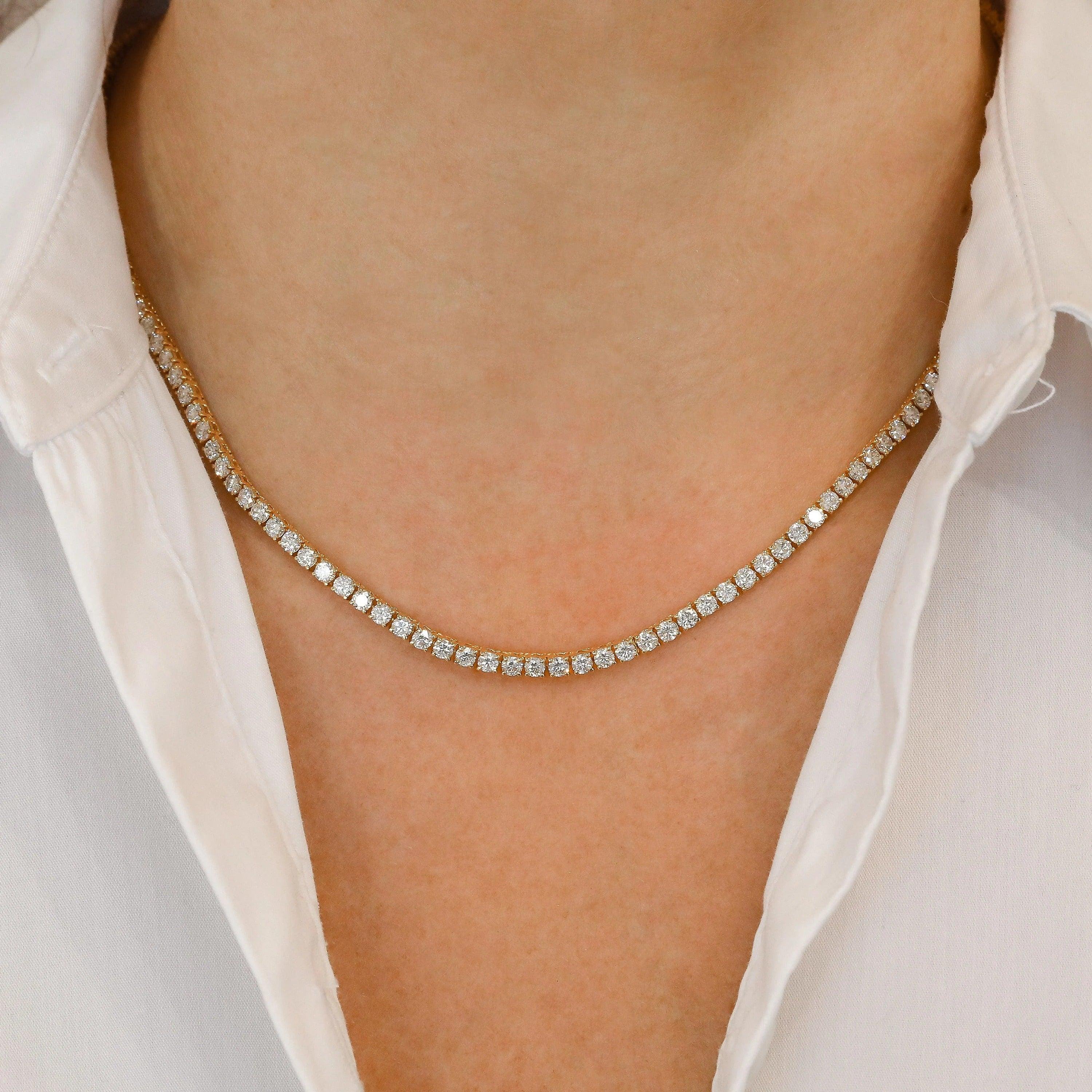 16.5ct Round Lab Diamond Tennis Necklace – 9K Gold, D/VVS - Image 6