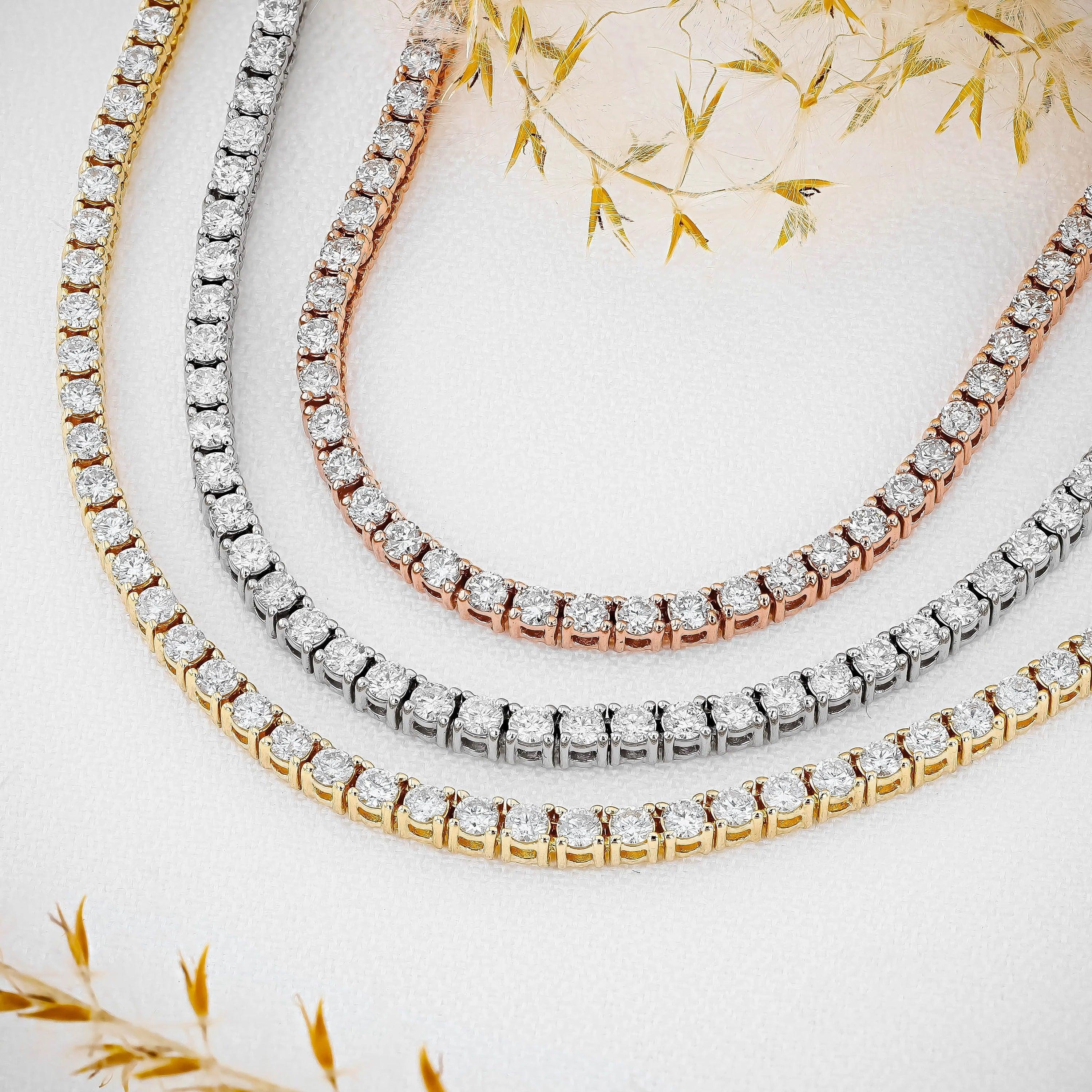 16.5ct Round Lab Diamond Tennis Necklace – 9K Gold, D/VVS - Image 5