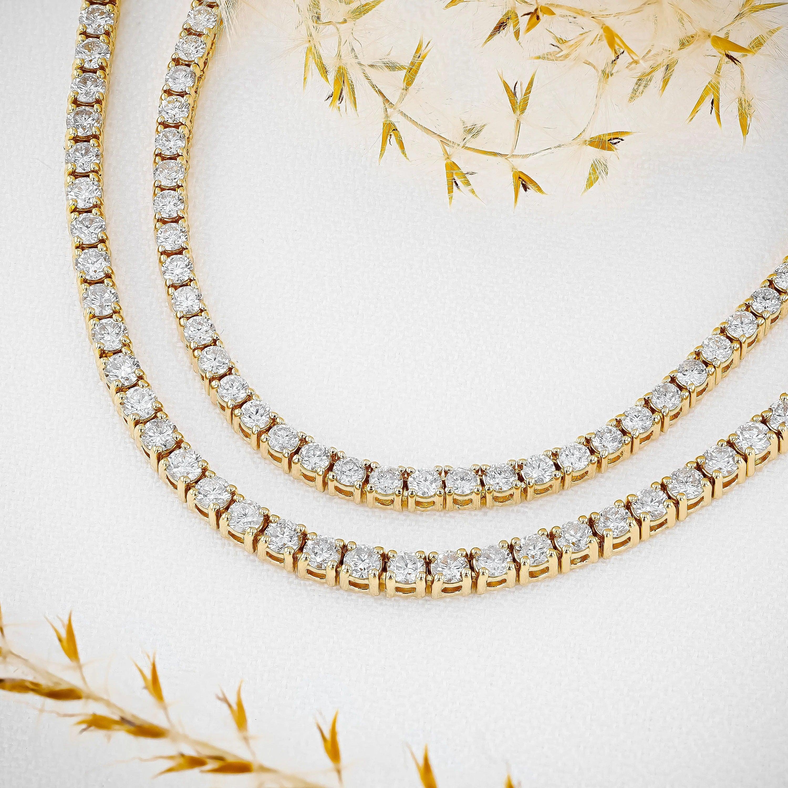 16.5ct Round Lab Diamond Tennis Necklace – 9K Gold, D/VVS - Image 7