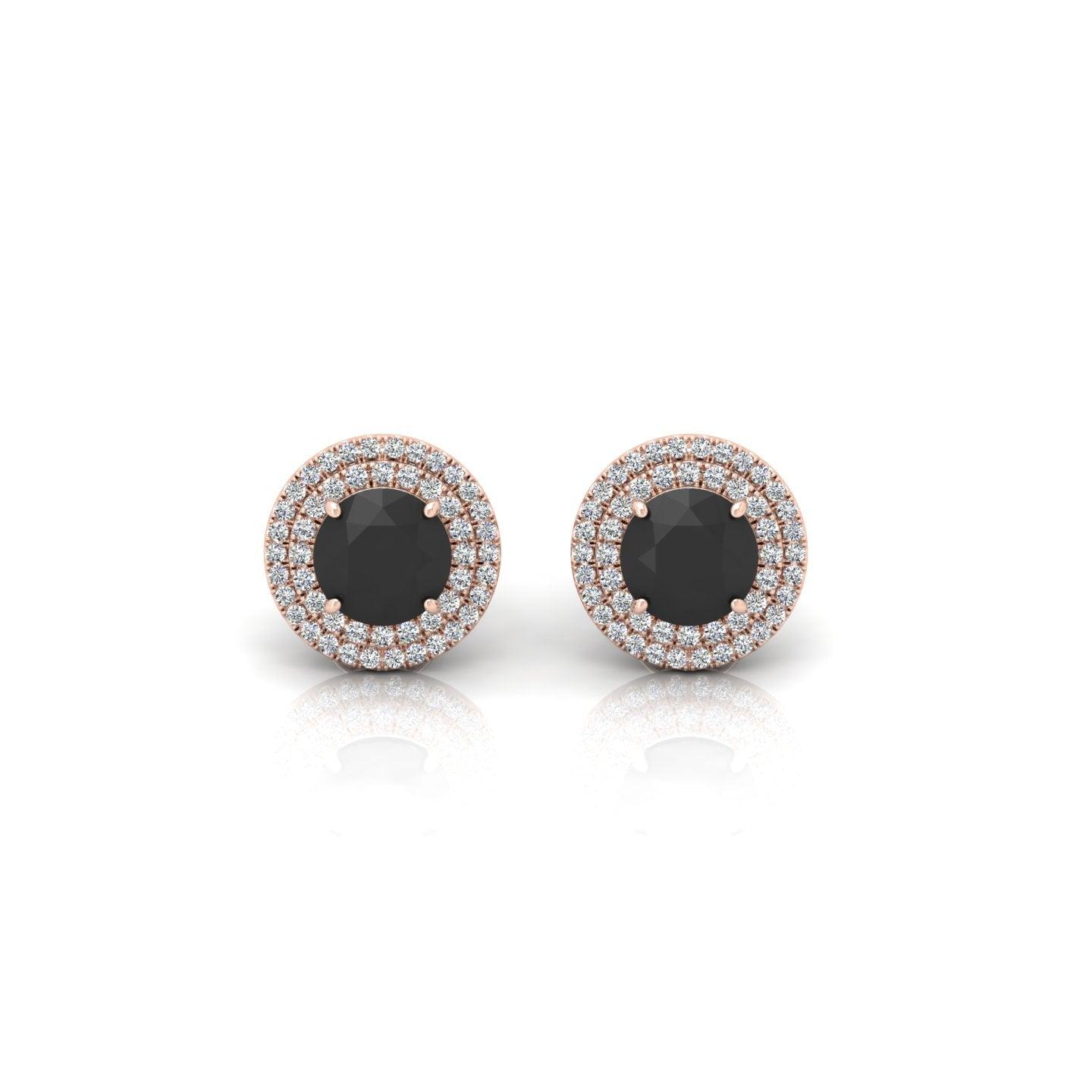 Black & White Diamond Micro Pave Set Double Halo Earrings - 2.10 Carat - Image 3