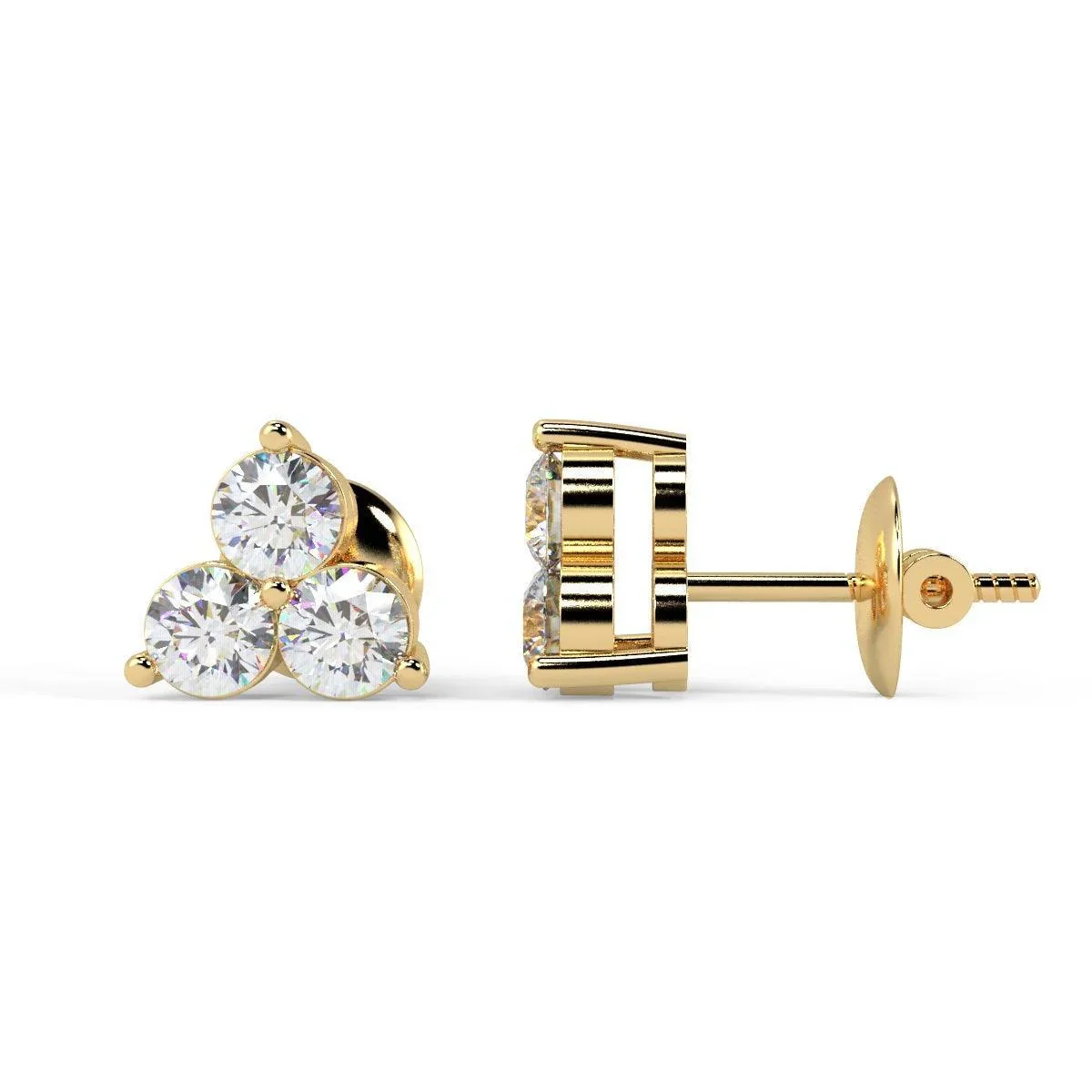 F/VS 0.45Ct Natural Diamond Stud Earrings in 18K Gold - Image 3