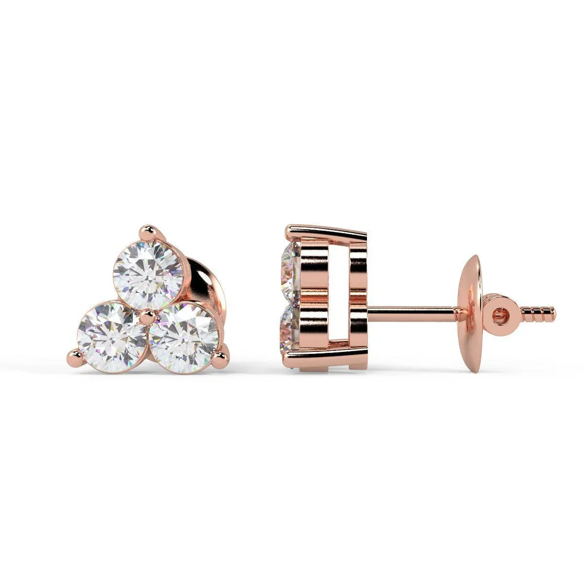 F/VS 0.45Ct Natural Diamond Stud Earrings in 18K Gold - Image 4