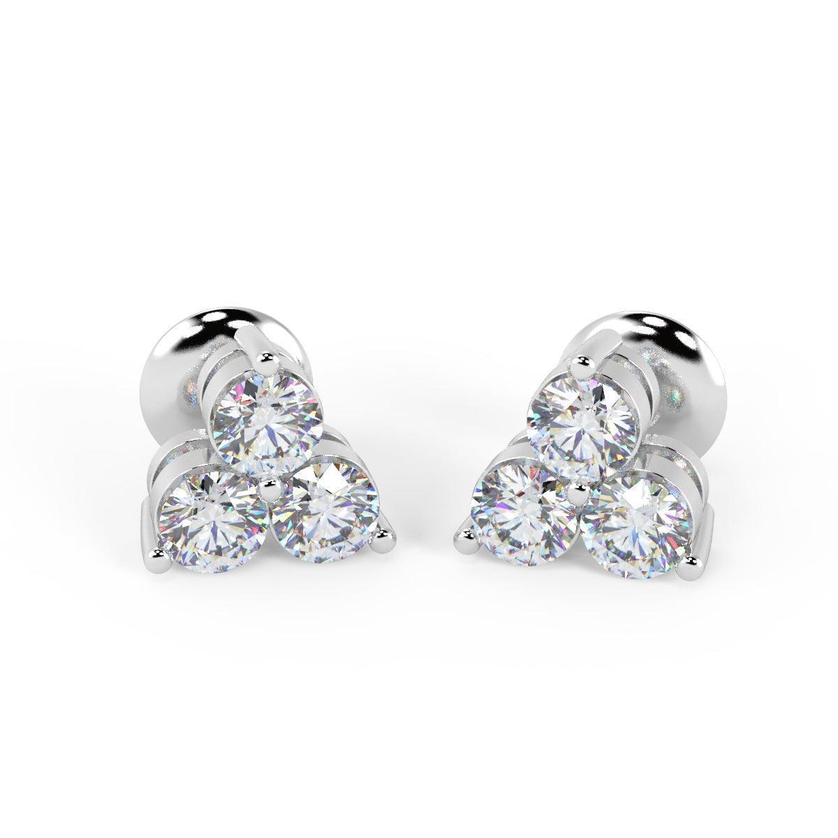 F/VS 0.45Ct Natural Diamond Stud Earrings in 18K Gold - Image 5