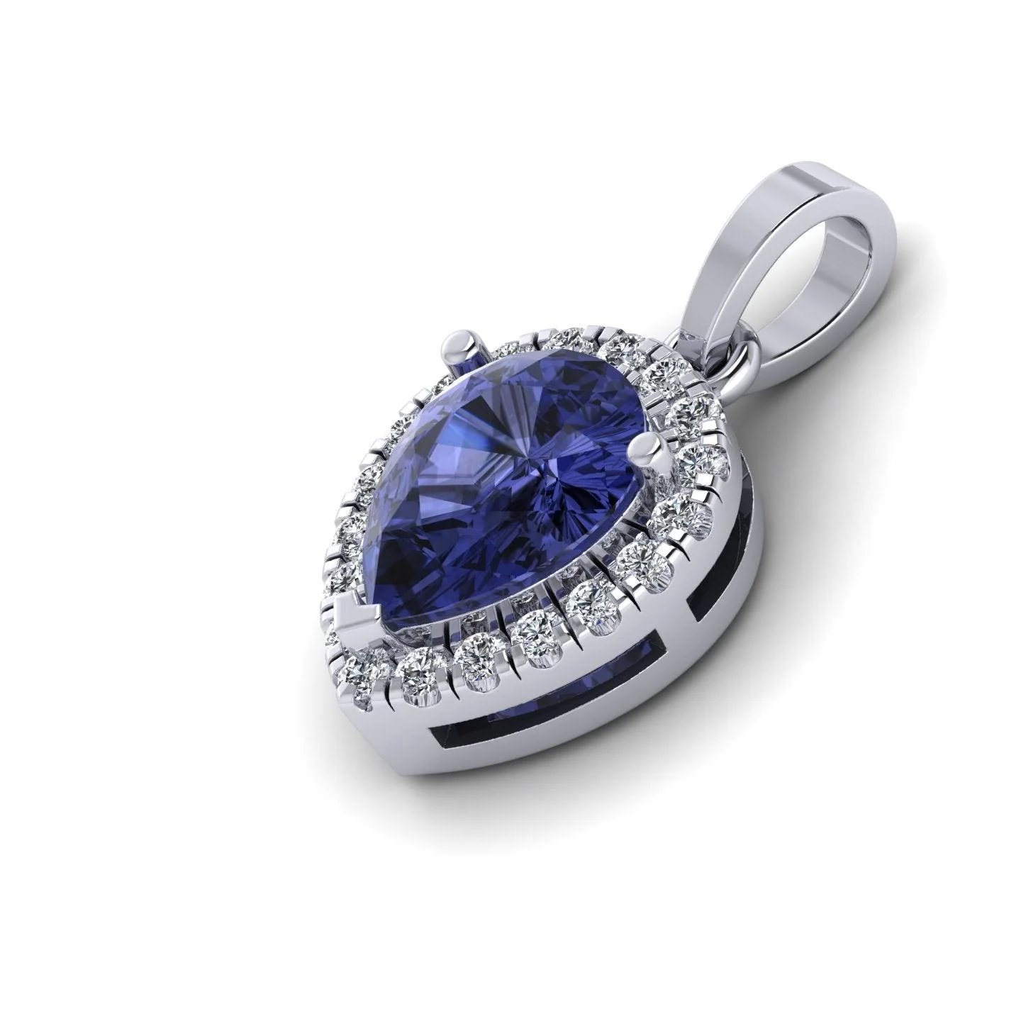 Pear Shape Tanzanite & diamond Women's Pendant - 2.00 Carat - Image 4