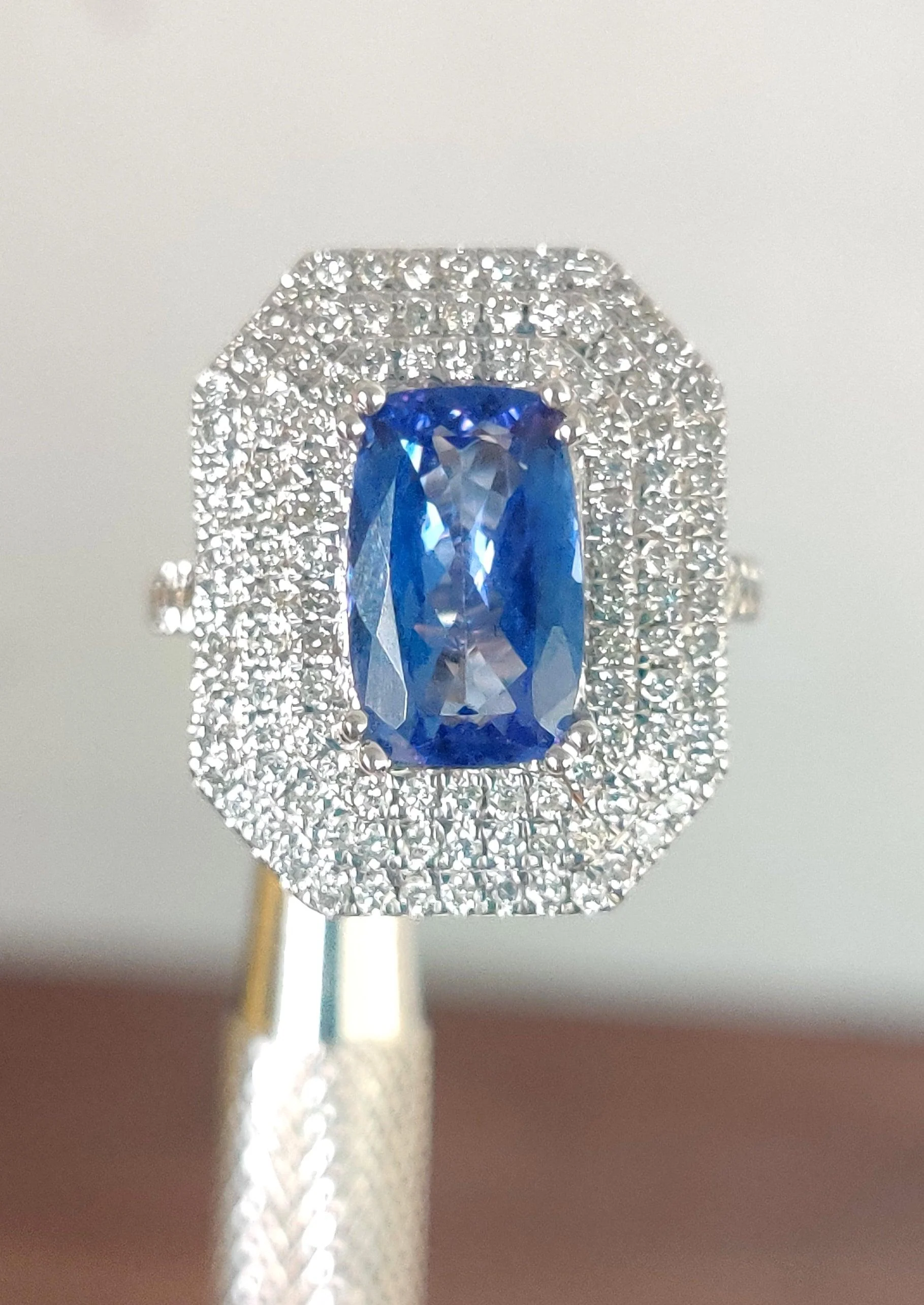 Triple Halo Tanzanite & Diamonds Women's Engagement Ring - 3.30 Carat - Image 6