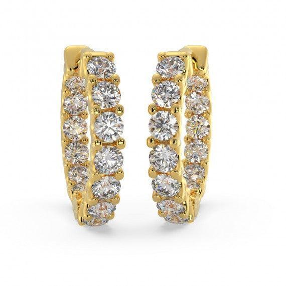 U Prong Natural Diamond Studded Hoop Earrings for women crafted In 18K Gold - Image 4