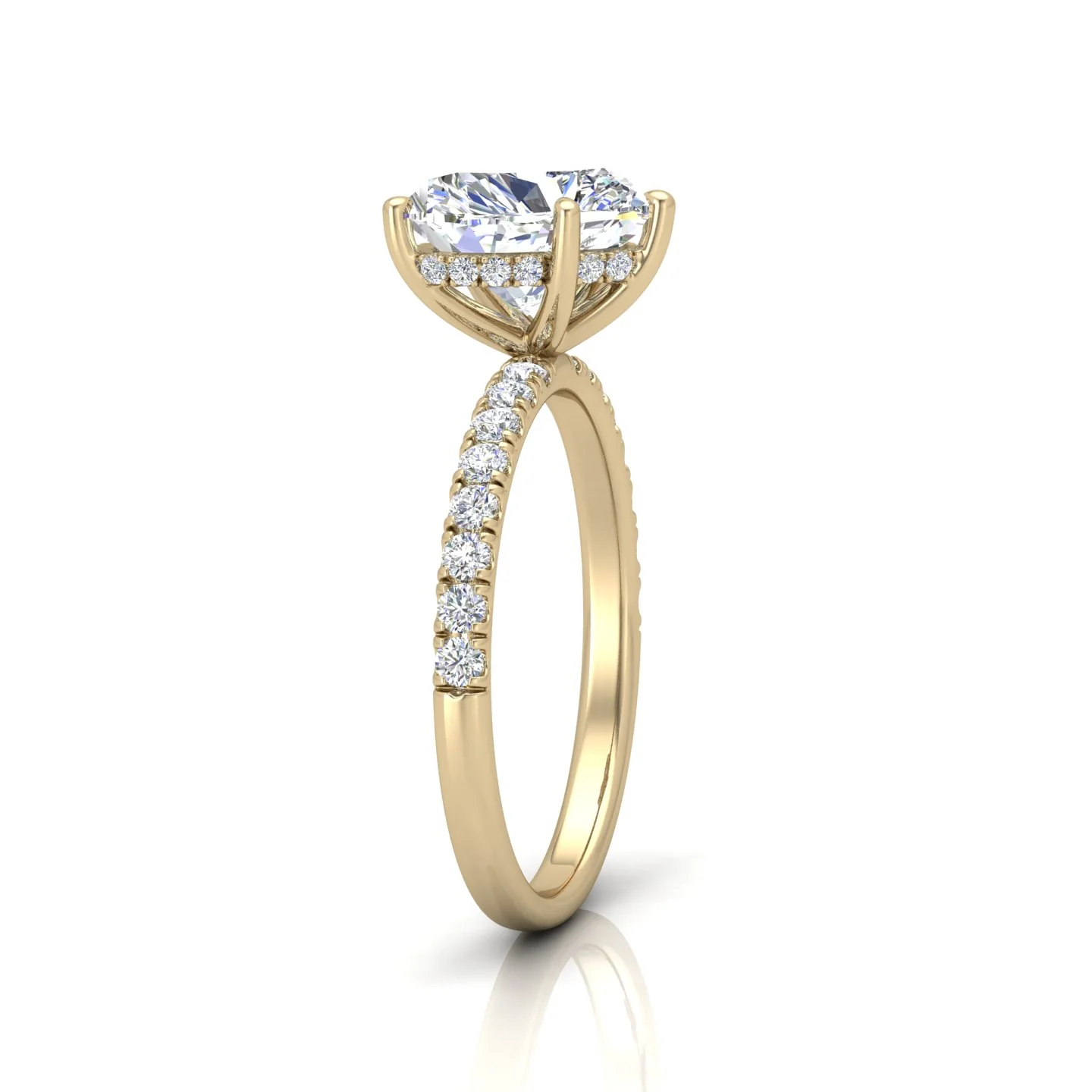 Classic Hidden Halo Pave Set Engagement Ring - Heart - Image 2