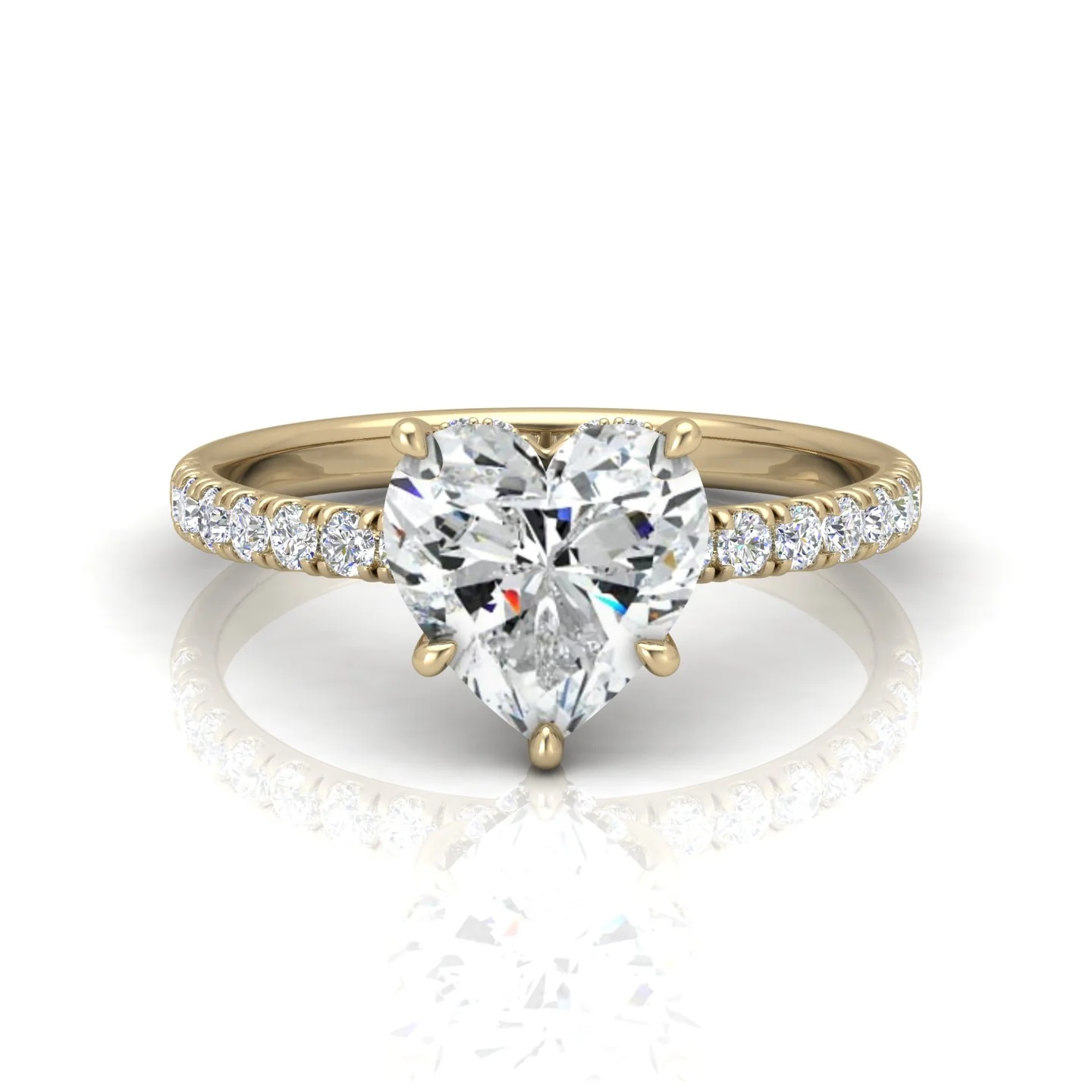 Classic Hidden Halo Pave Set Engagement Ring - Heart