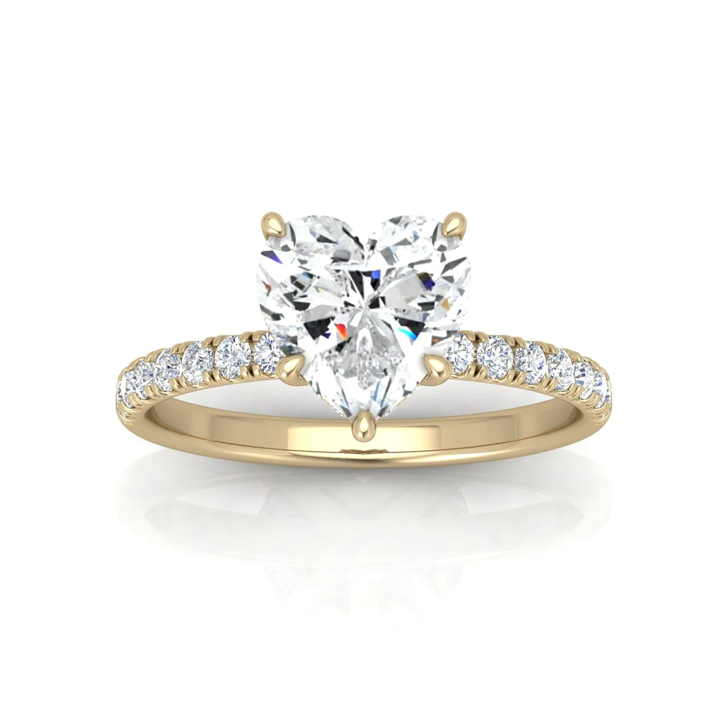 Classic Hidden Halo Pave Set Engagement Ring - Heart - Image 6