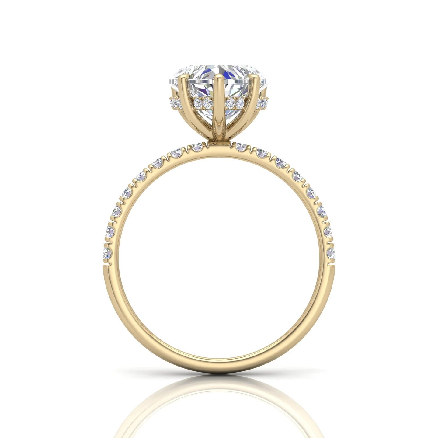 Classic Hidden Halo Pave Set Engagement Ring - Heart - Image 11
