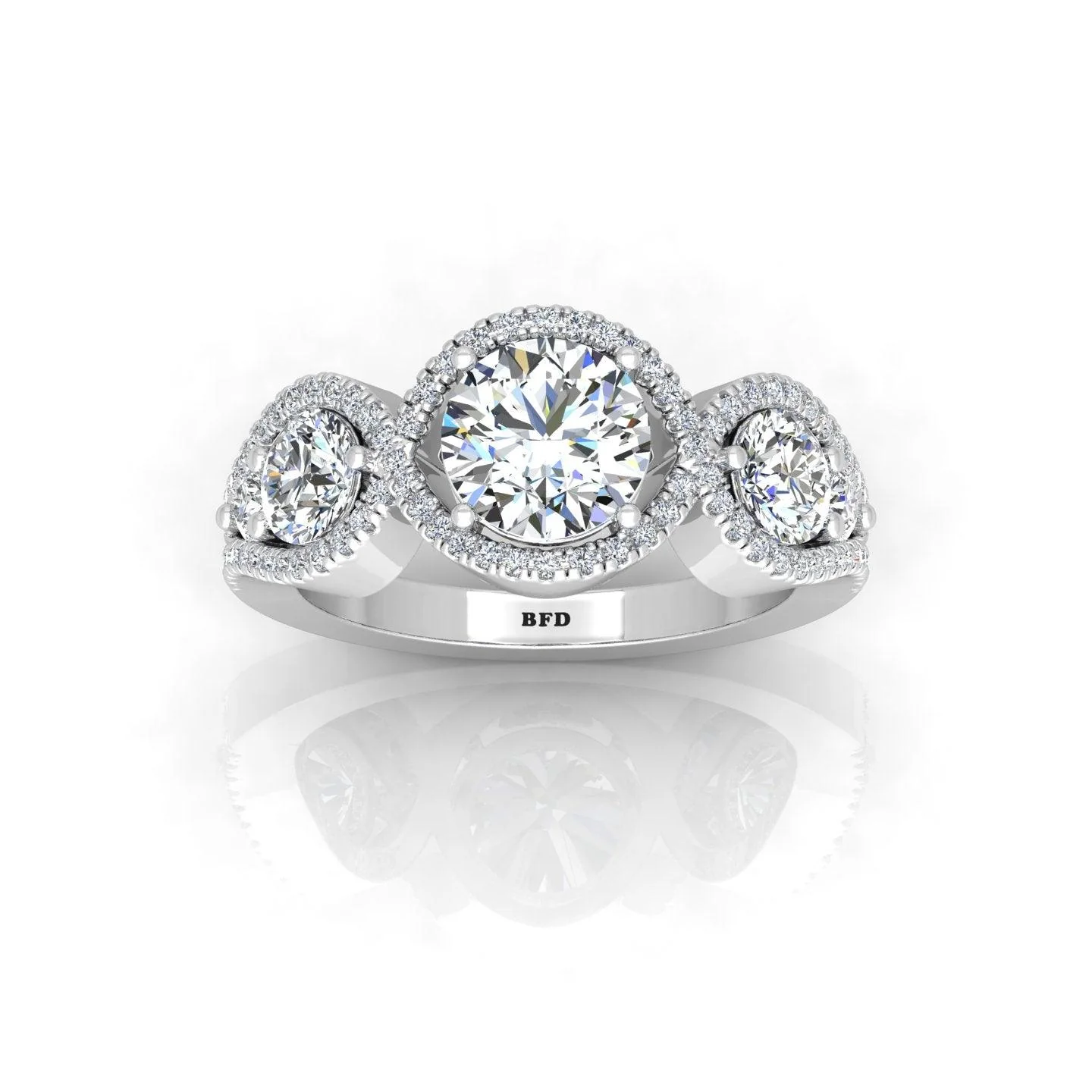 Vintage Style Round Diamond Trilogy Engagement Ring in Platinum 2.00Ct - Image 4