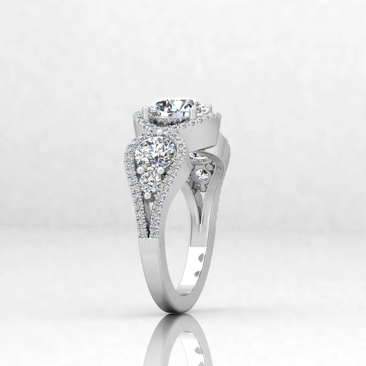Vintage Style Round Diamond Trilogy Engagement Ring in Platinum 2.00Ct - Image 6