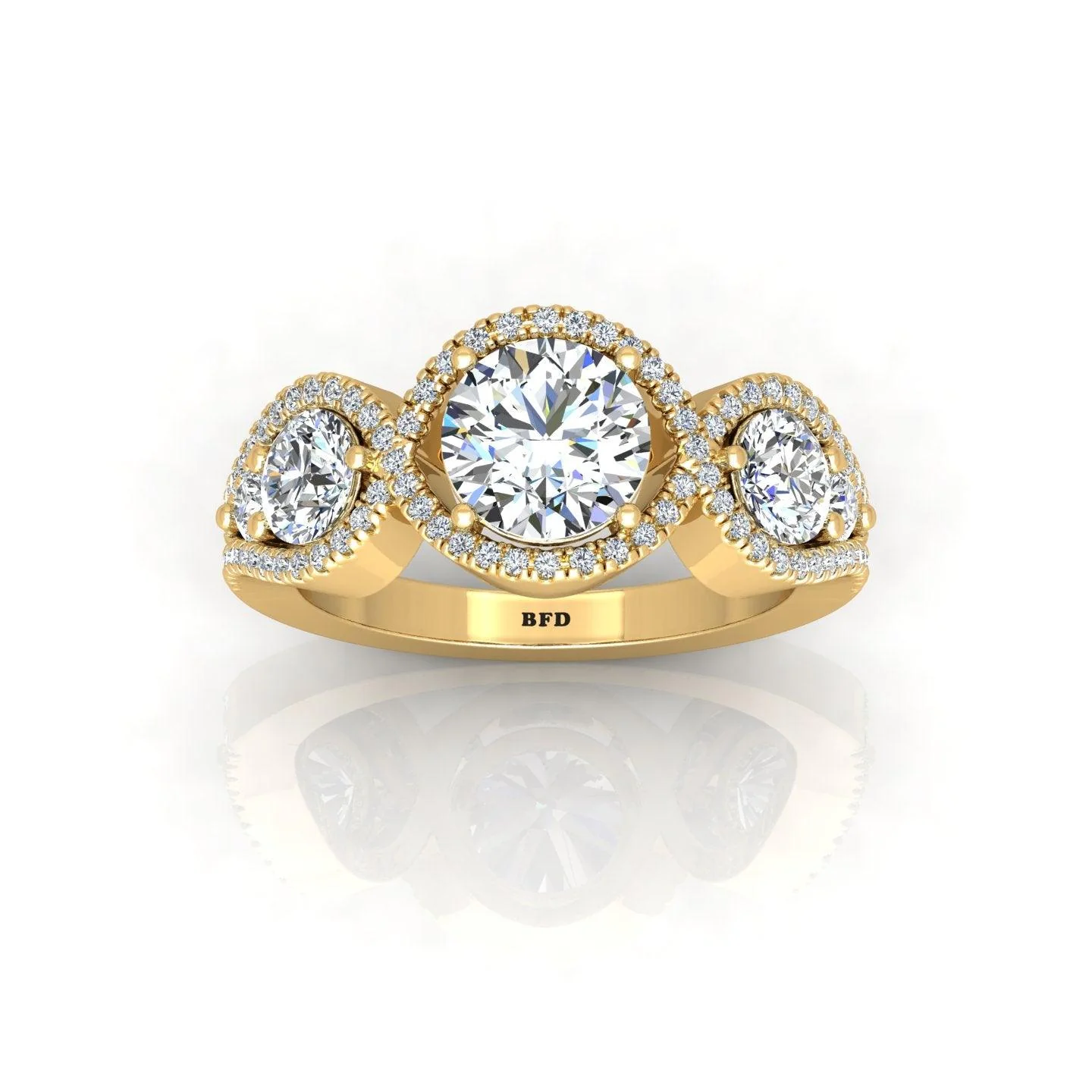 Vintage Style Round Diamond Trilogy Engagement Ring in Platinum 2.00Ct - Image 7