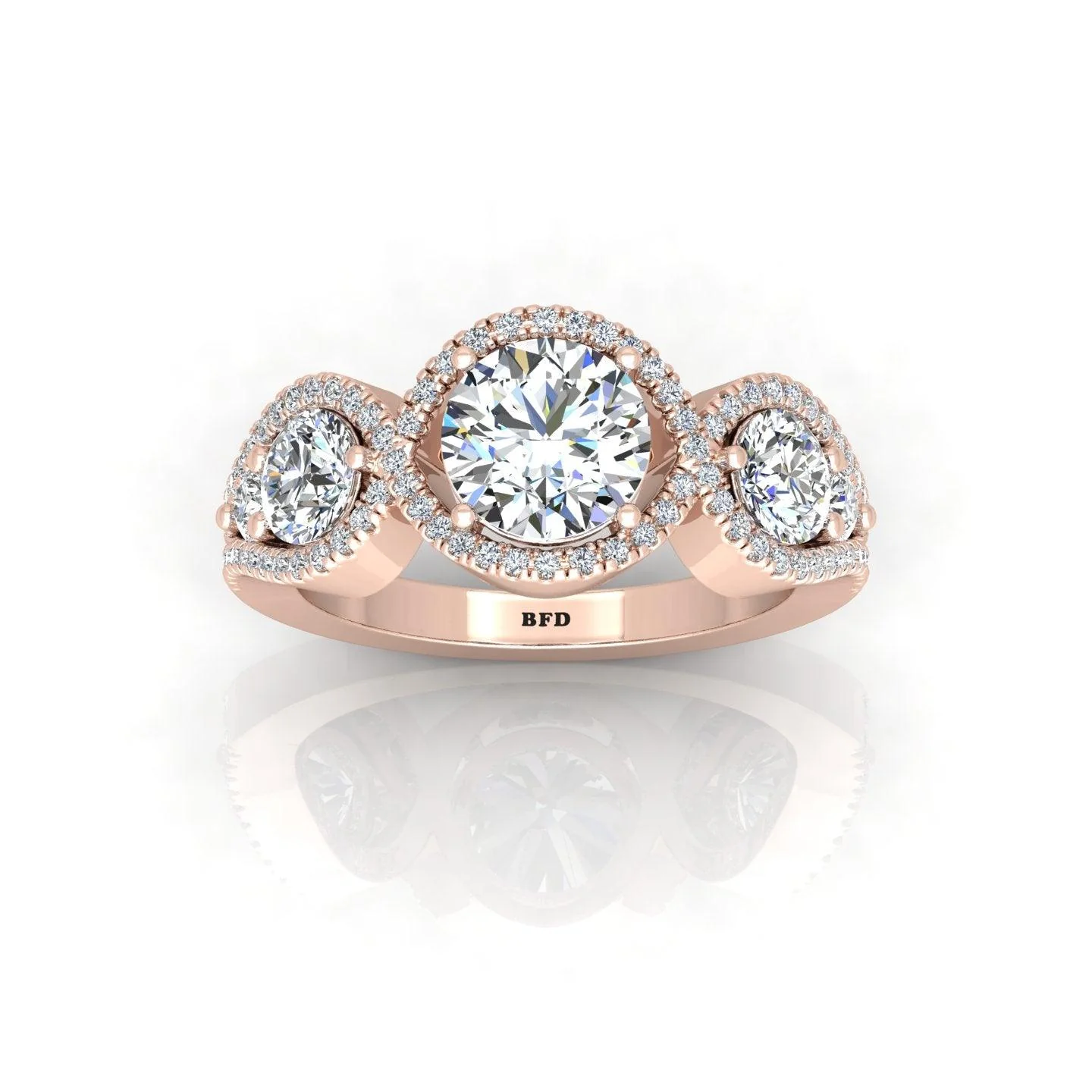 Vintage Style Round Diamond Trilogy Engagement Ring in Platinum 2.00Ct - Image 8