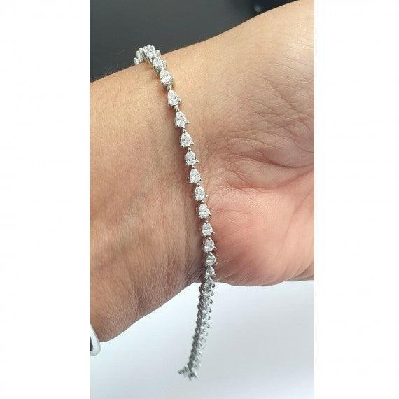 D/VS Quality 2.00 CT 100% Natural Pear Diamond Tennis Platinum Bracelet For Women - Image 4